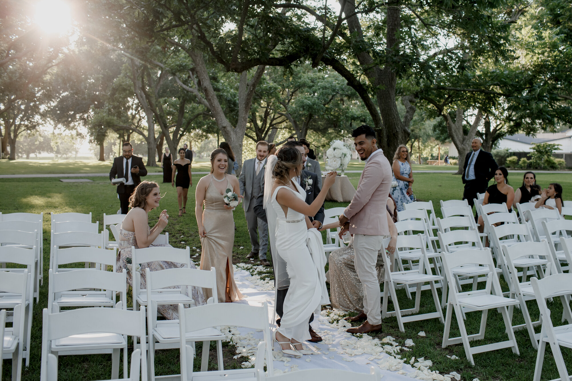 Bride and groom backstage pics. Glowing Wedding in Golden Champagne Tones at The Orchard at Caney Creek in Wharton, TX