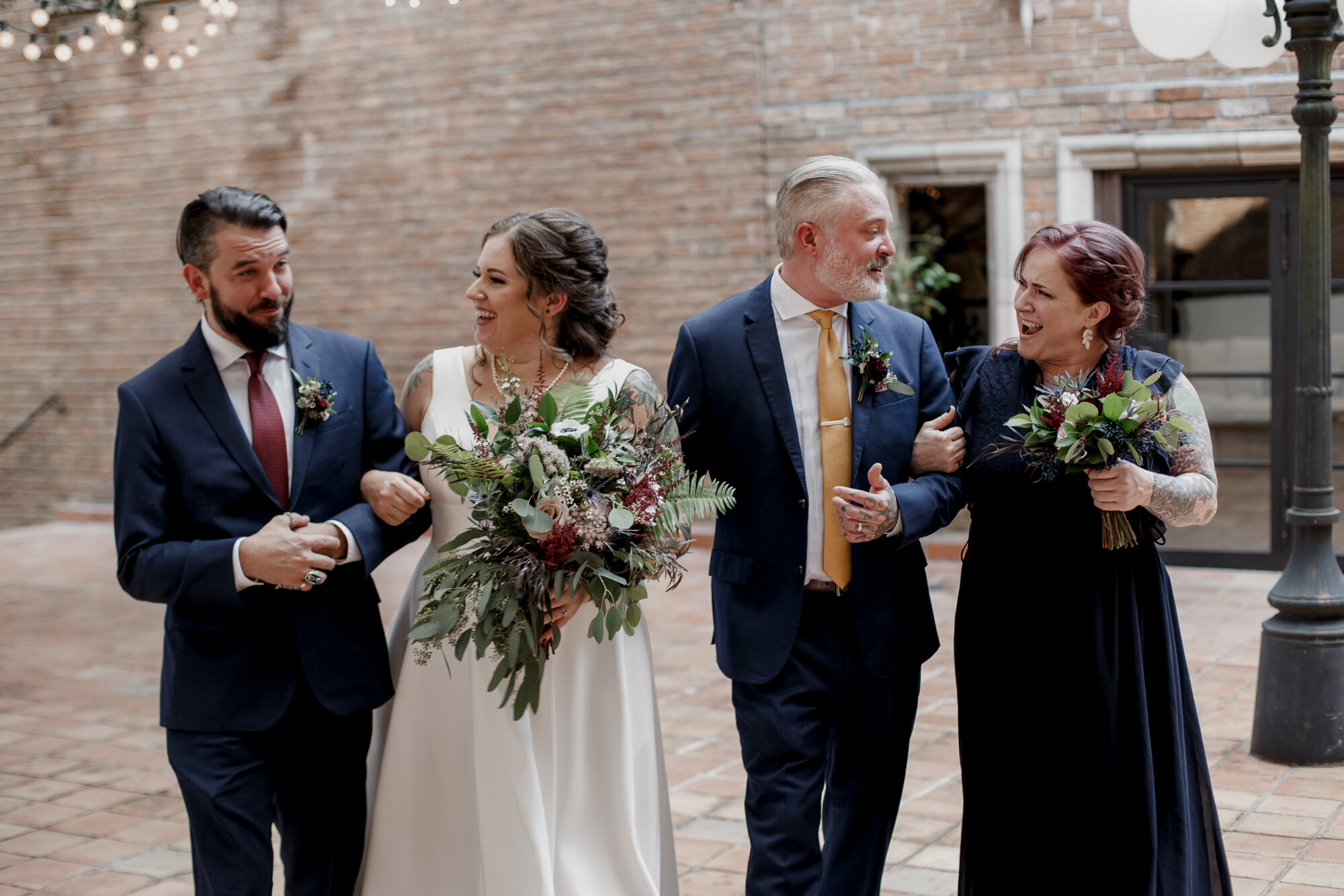 Bride and groom with bridal party. Rock Star Wedding at The Gallery