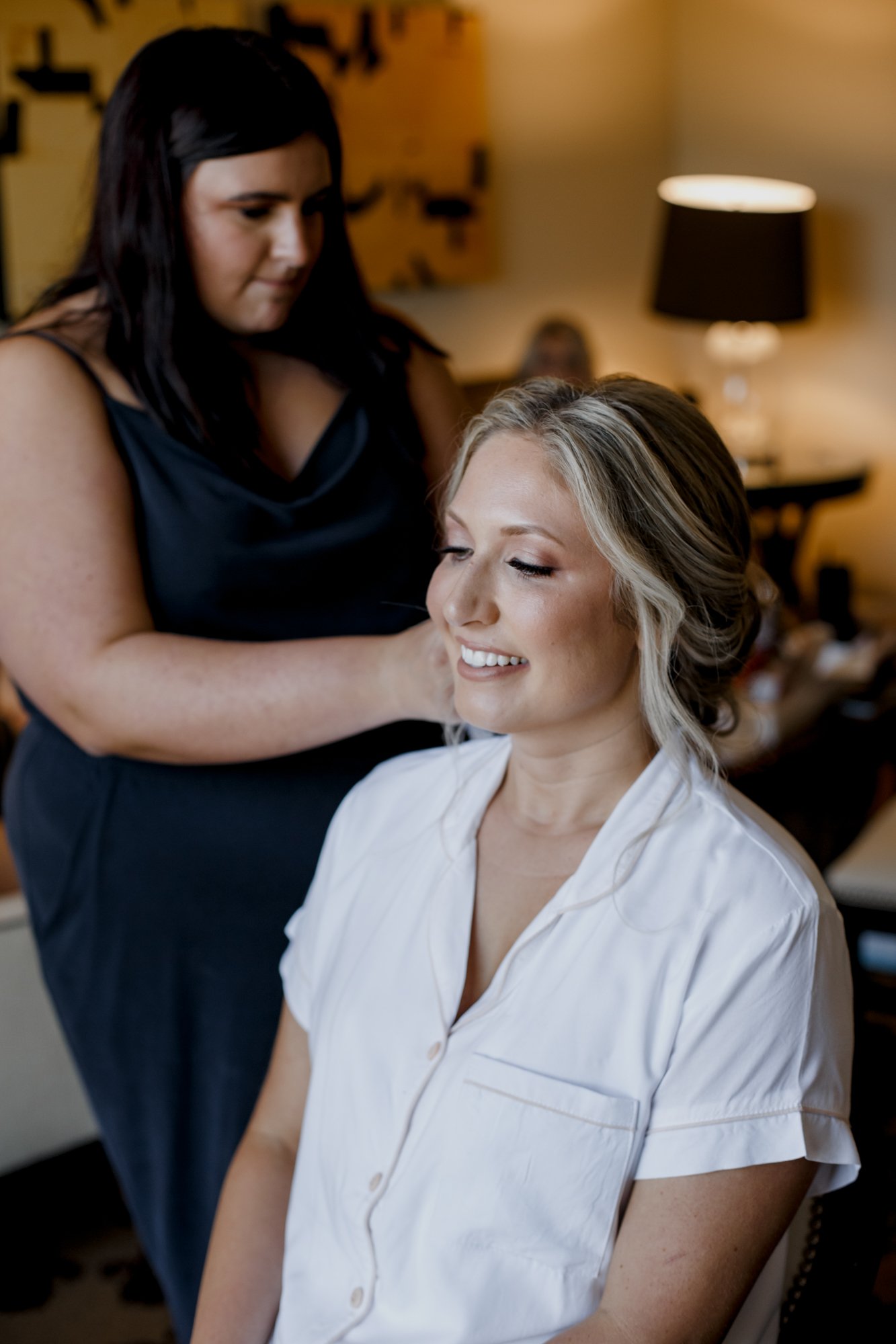 Bride getting ready. Elegant and Glamorous Uptown Wedding at Omni Houston Hotel and The Wynden
