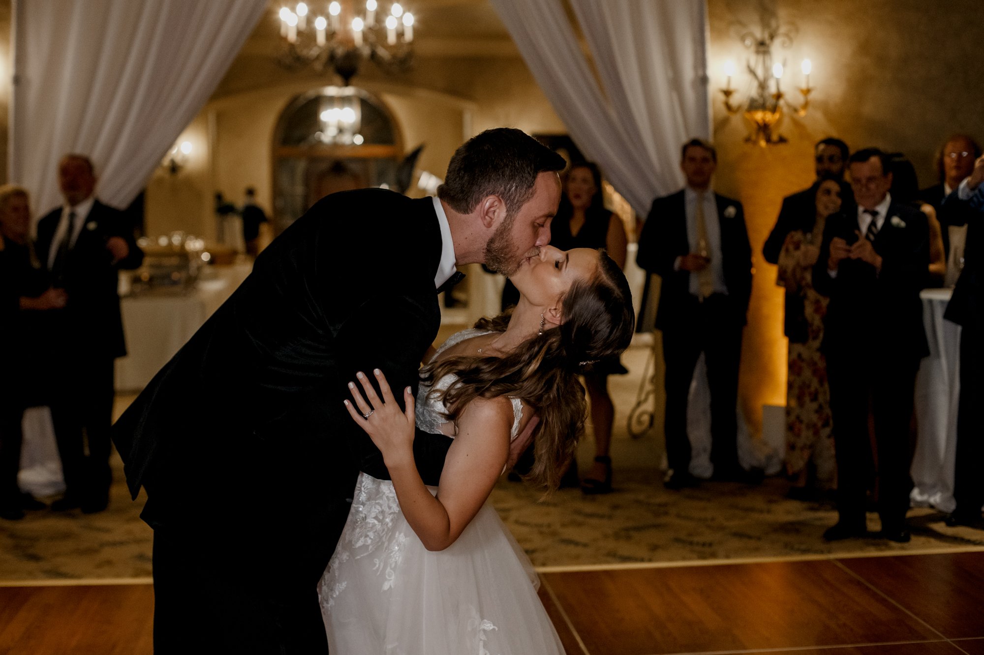 Bride and groom first dance. Wedding reception at Royal Oaks Country Club