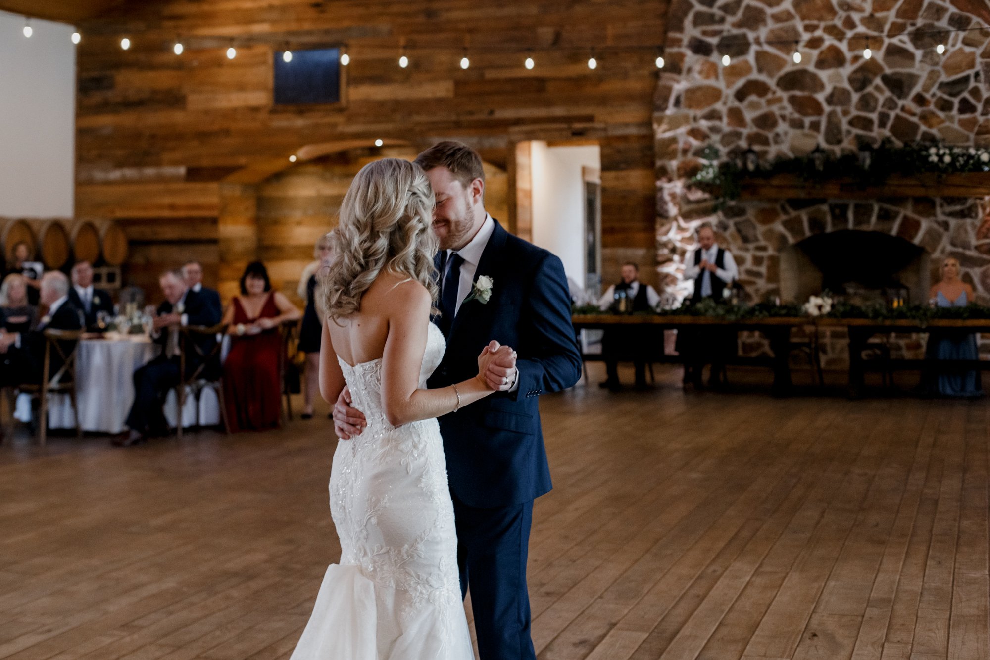 Bride and groom first dance. Wedding at The Vine (New Ulm, TX)
