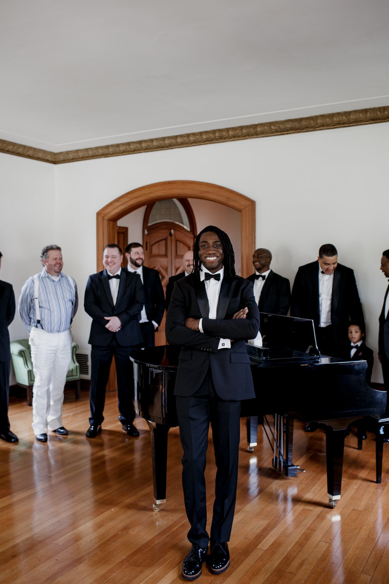 Private house preparations groom and groomsmen. New Orleans Style Wedding at McGovern Centennial Gardens