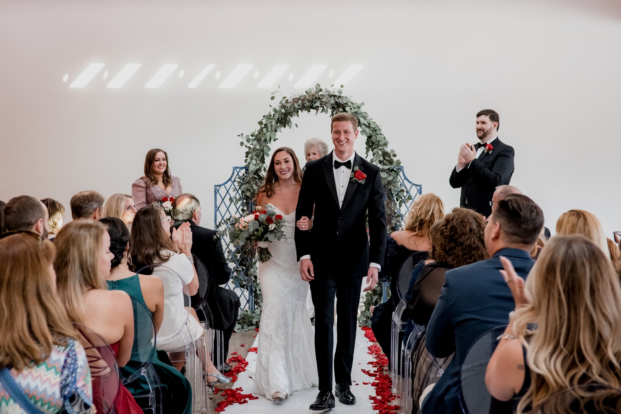 Bride and groom walking down the aisle - Wedding ceremony at Ronin Harrisburg