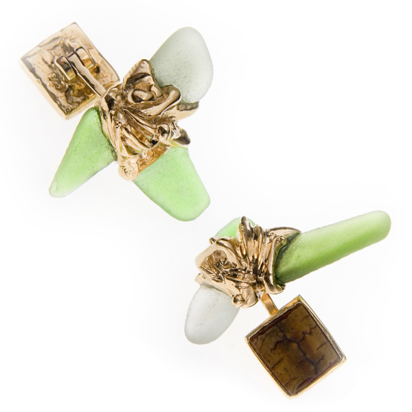 Sea Glass Gold Cufflings