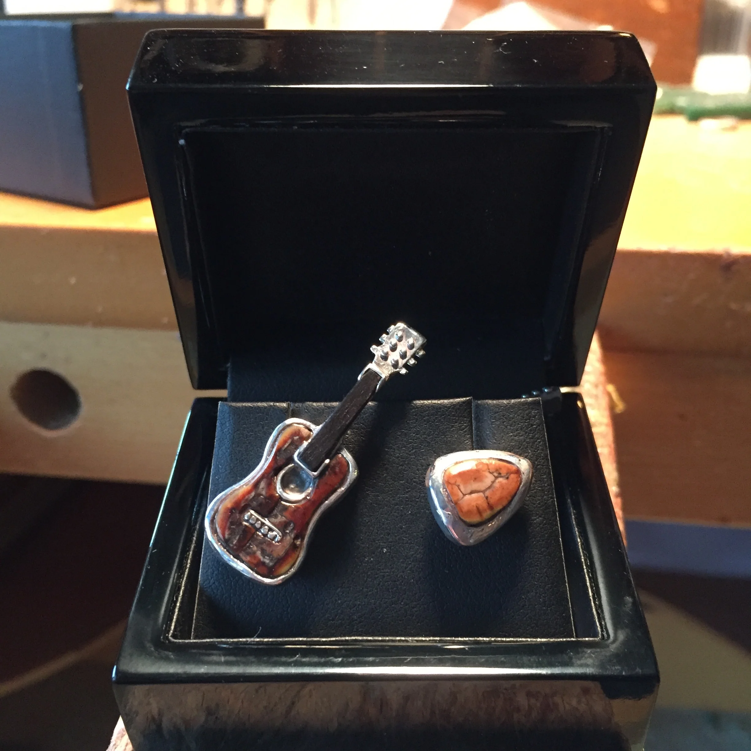 Sterling Silver Martin Guitar Cufflinks Men's Accessories