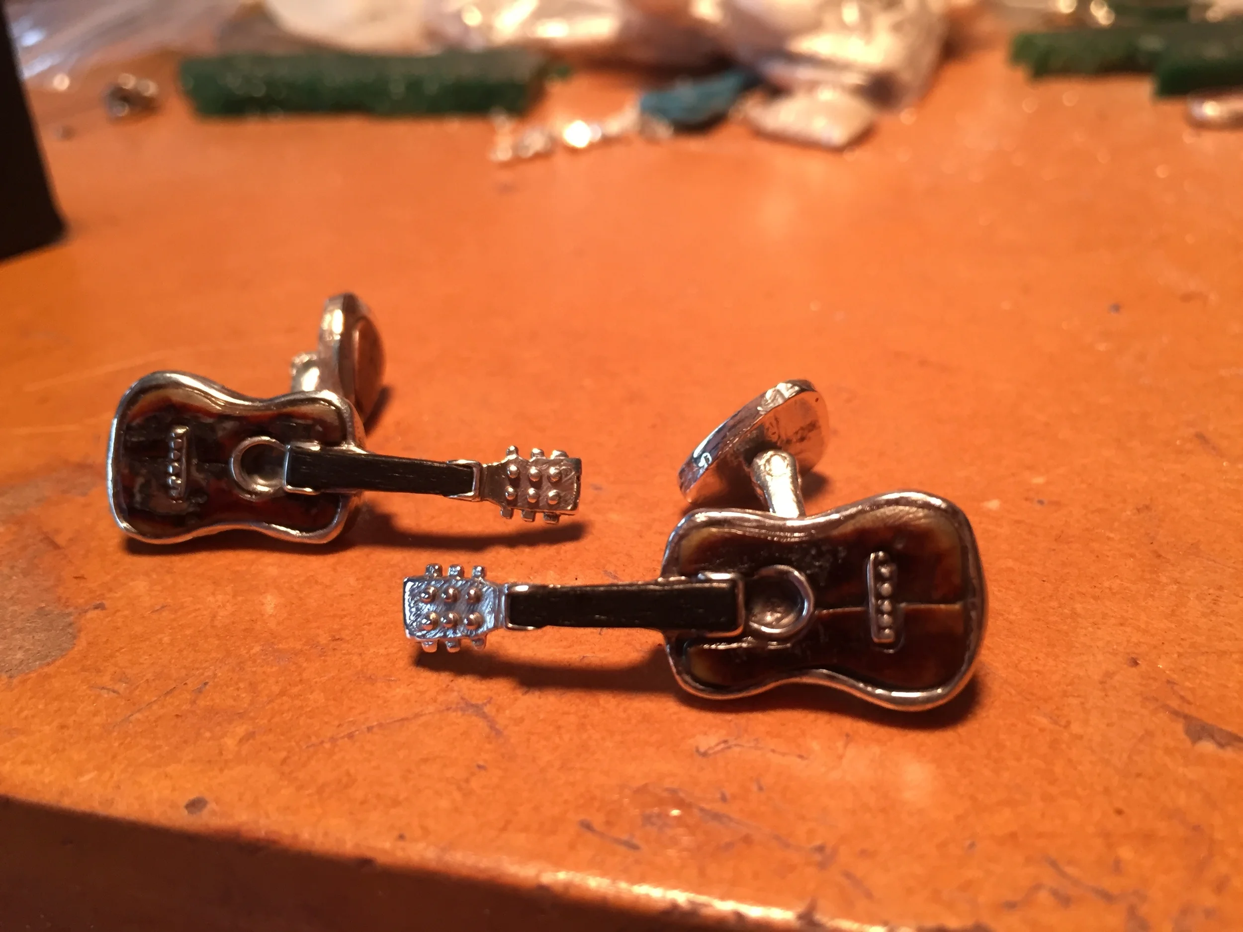 Sterling Silver Martin Guitar Cufflinks Men's Accessories