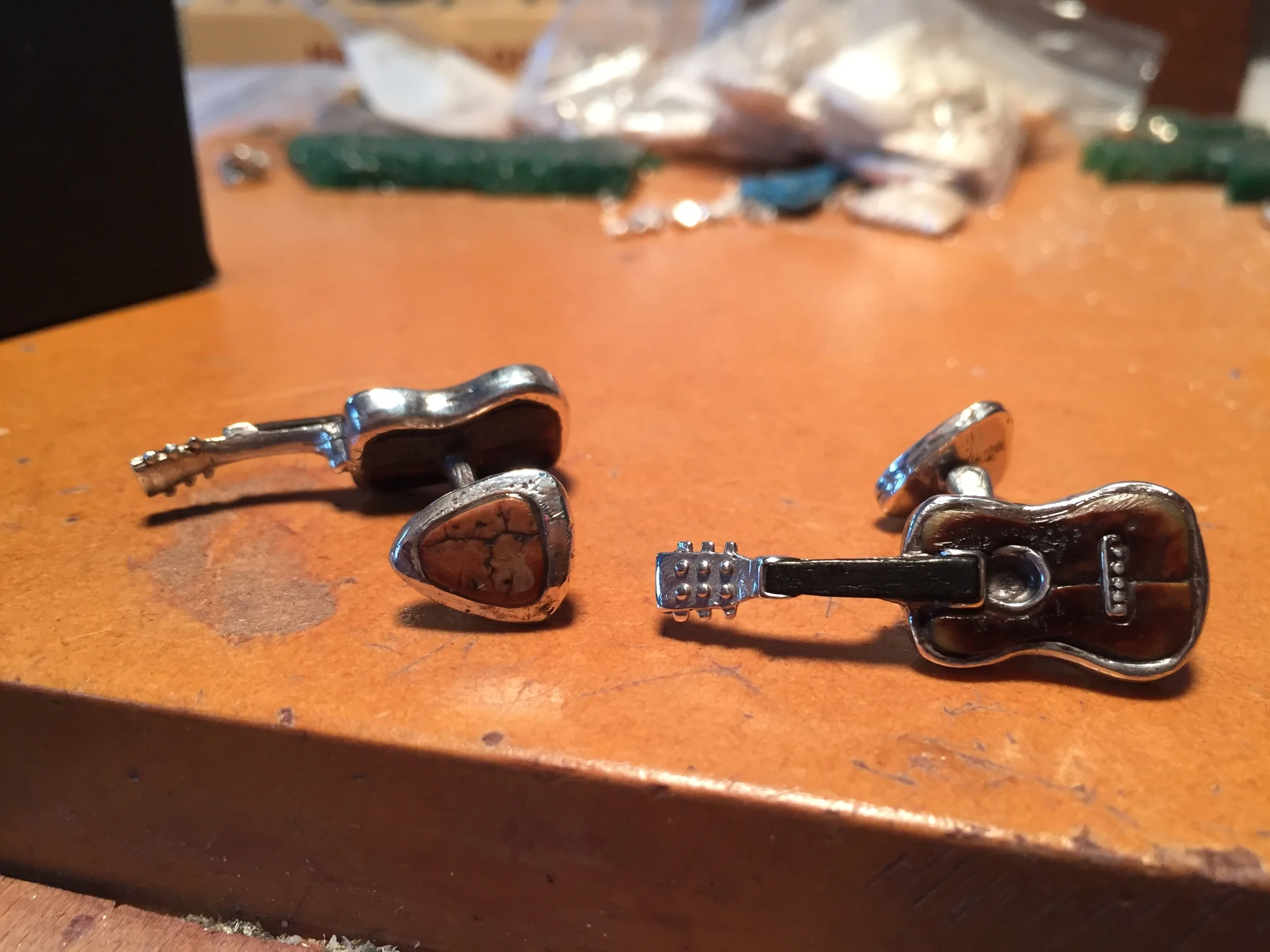 Sterling Silver Martin Guitar Cufflinks Men's Accessories