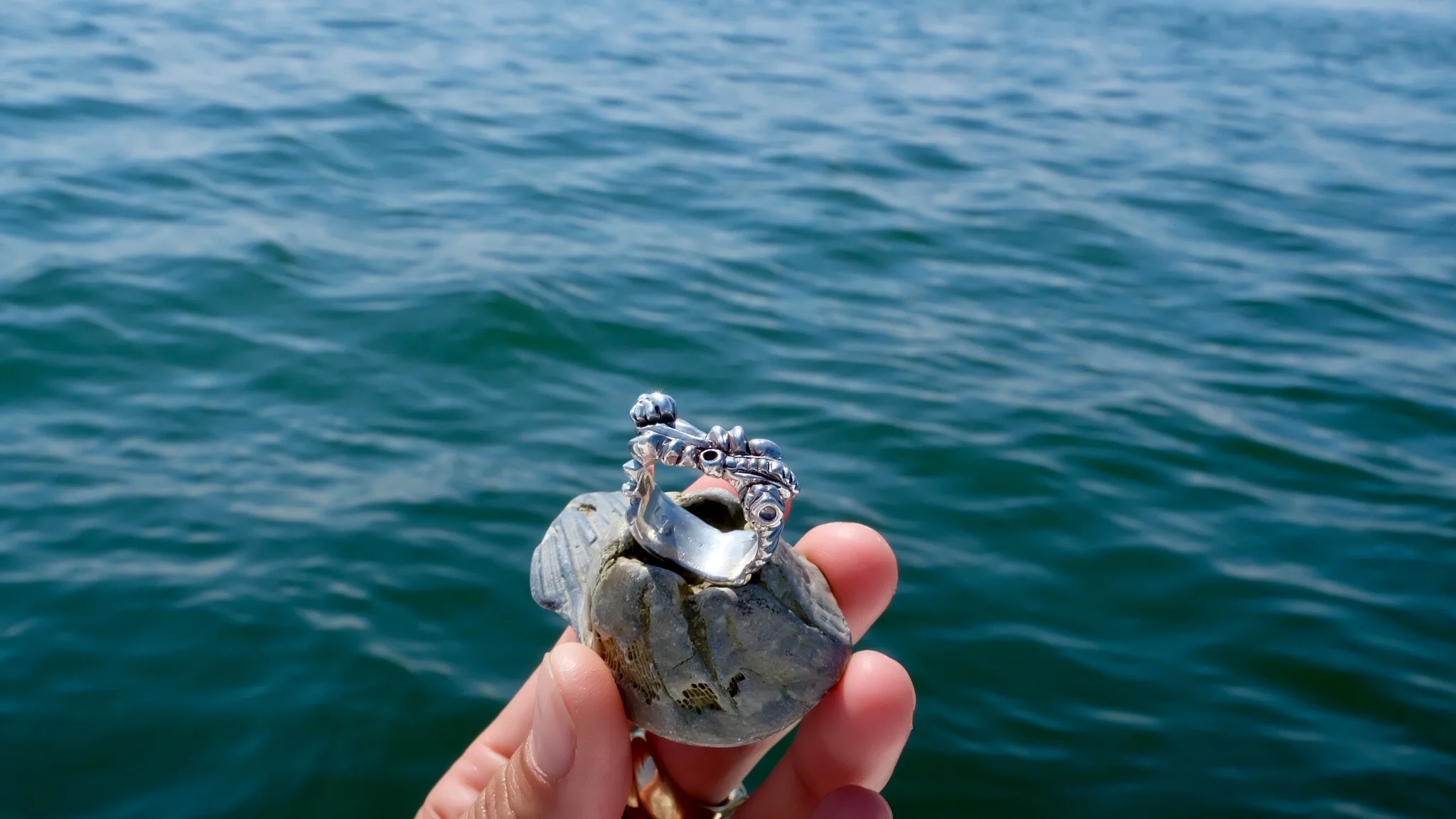 Sterling Silver Coral Ocean Ring ocean art