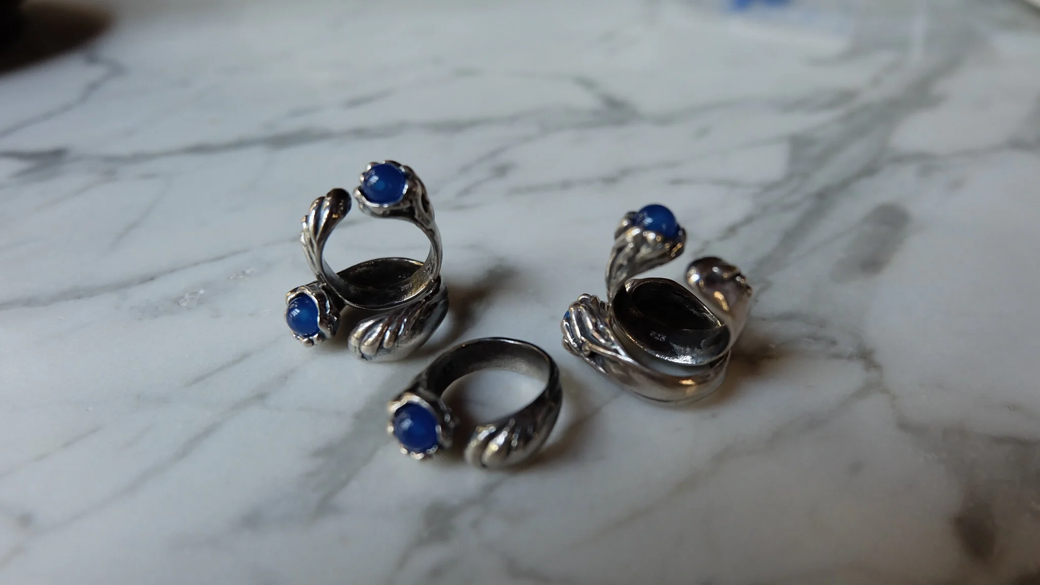 Sterling Silver and Blue Onyx Wave Ring