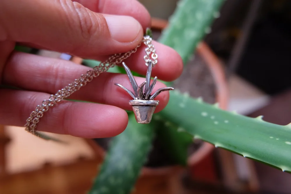 Sterling Silver Aloe Plant Pendant