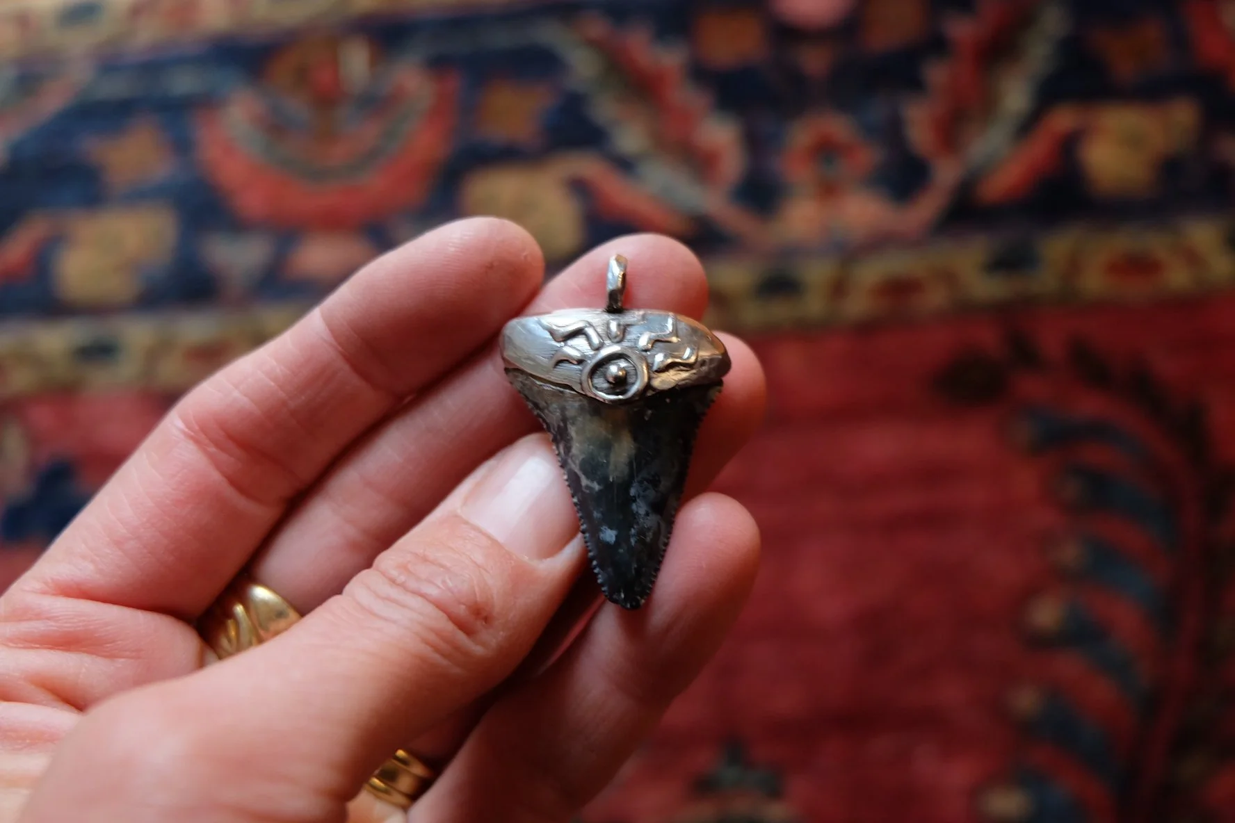 Dancing Around The Room - Small Fossil Megalodon Tooth Pendant