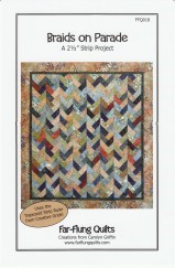 With one package of 2 ½” strips, your trapezoid ruler, and the Braids on Parade pattern you can create a lovely quilt for anybody. It looks slightly modern, but recalls a longtime favorite quilting design.
