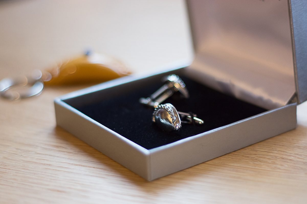 cornish pasty cufflinks at cornish wedding
