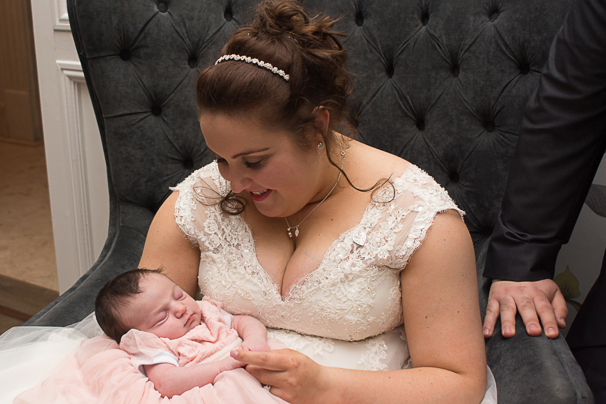 bride and her baby niece at the carbis bay hotel cornwall