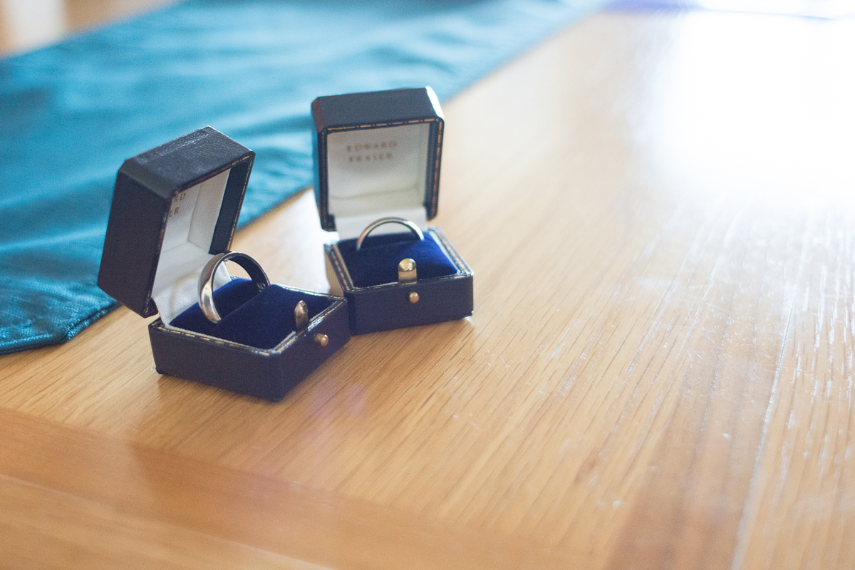 Caroline and Charlie's wedding rings at the whitsand bay fort