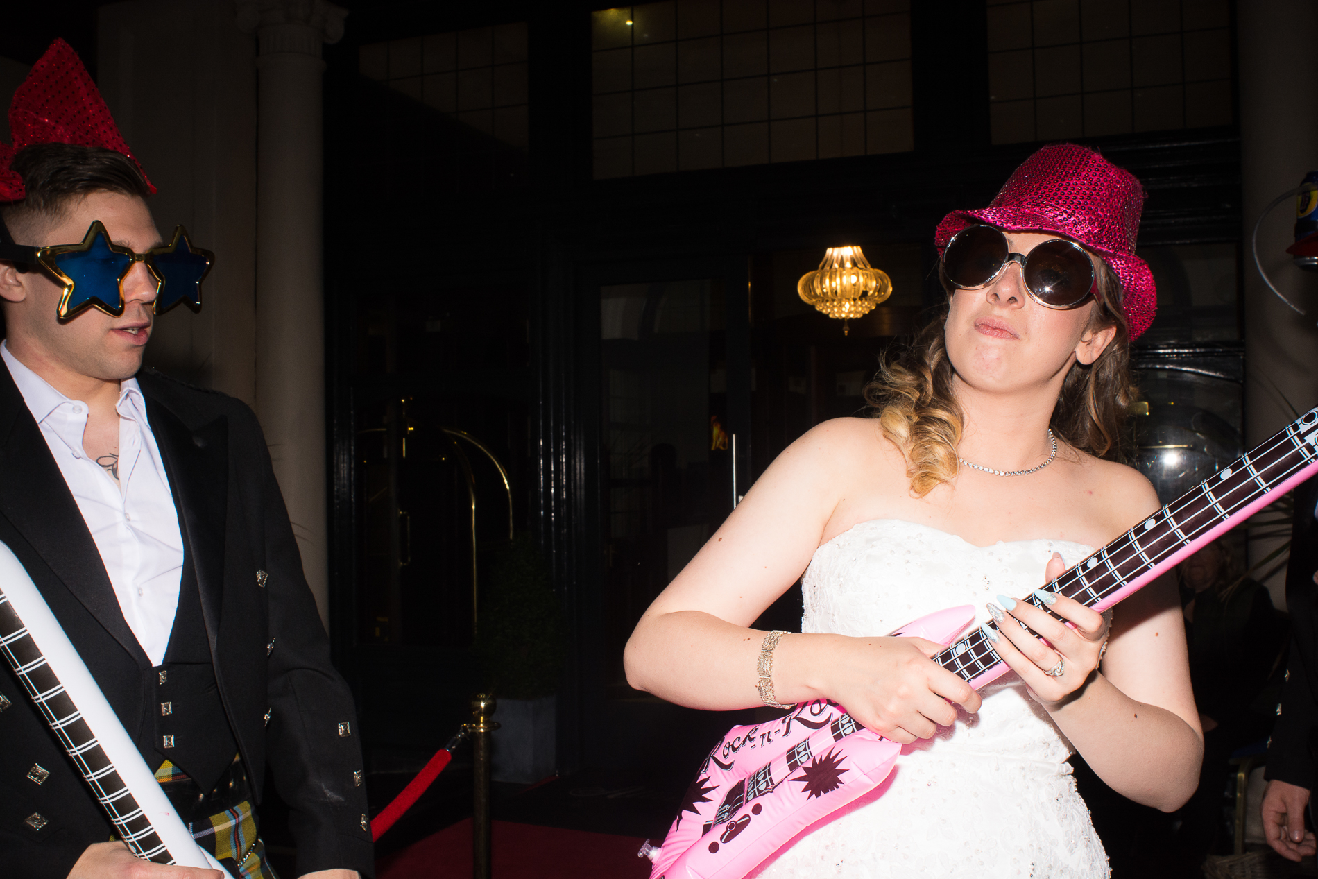 the bride and groom are rockstars at the Atlantic Hotel Newquay