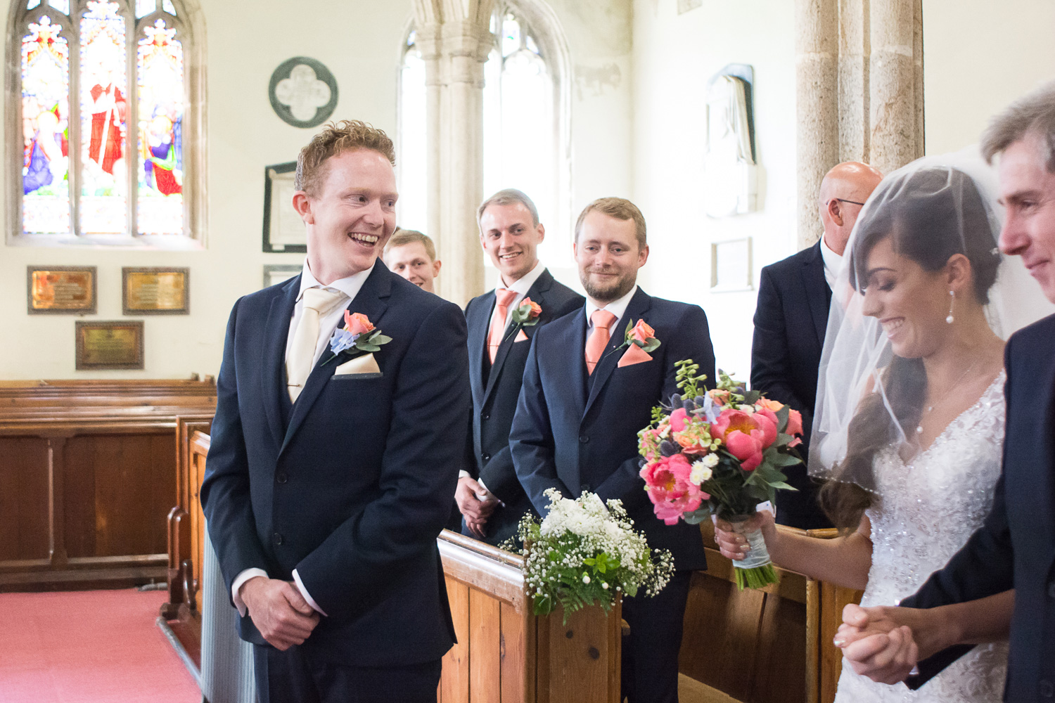 the grooms reaction to his bride at st mary's church plympton plymouth