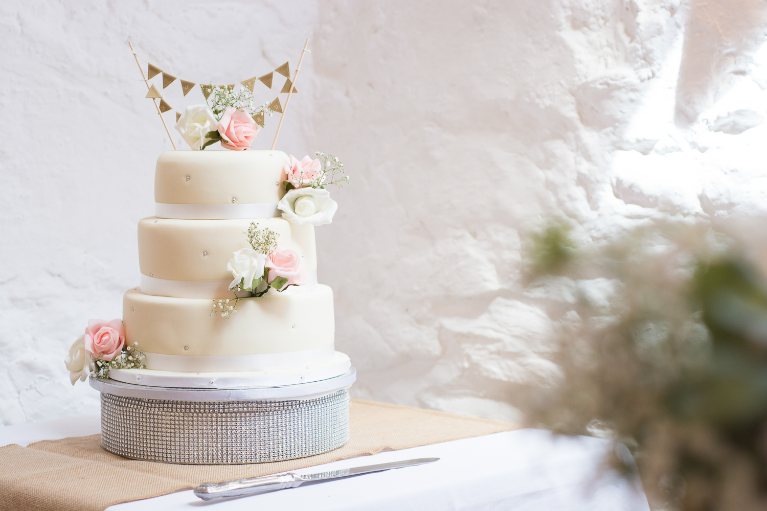 Lovely wedding cake by Ben's Bakes at the Bickley Mill Wedding Venue in Devon