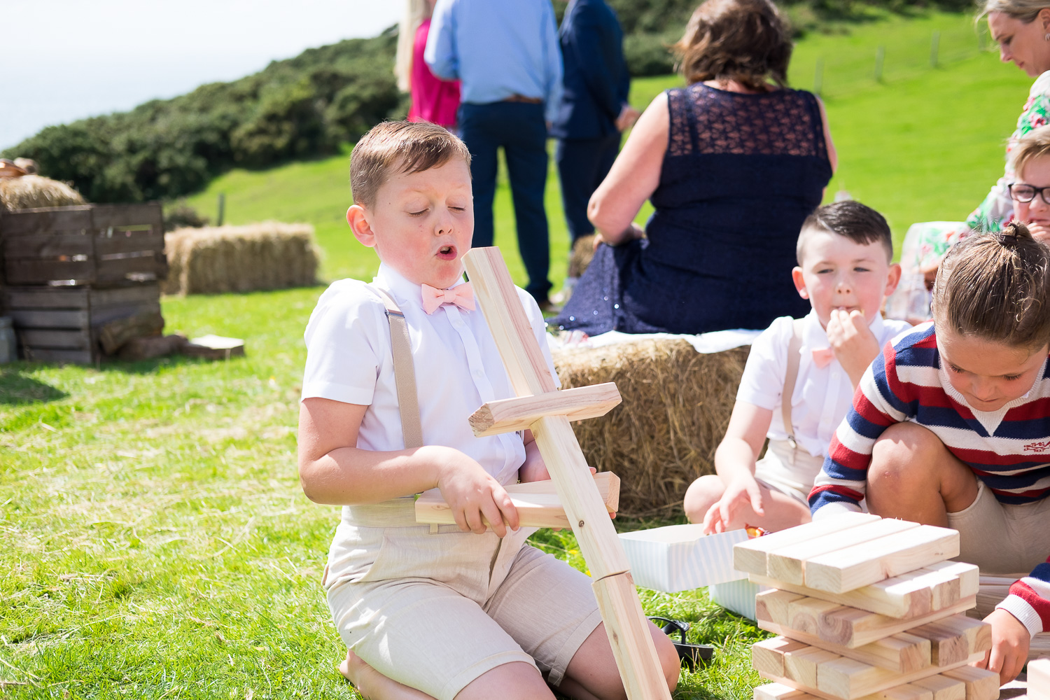 jenga at festival wedding in woolacombe