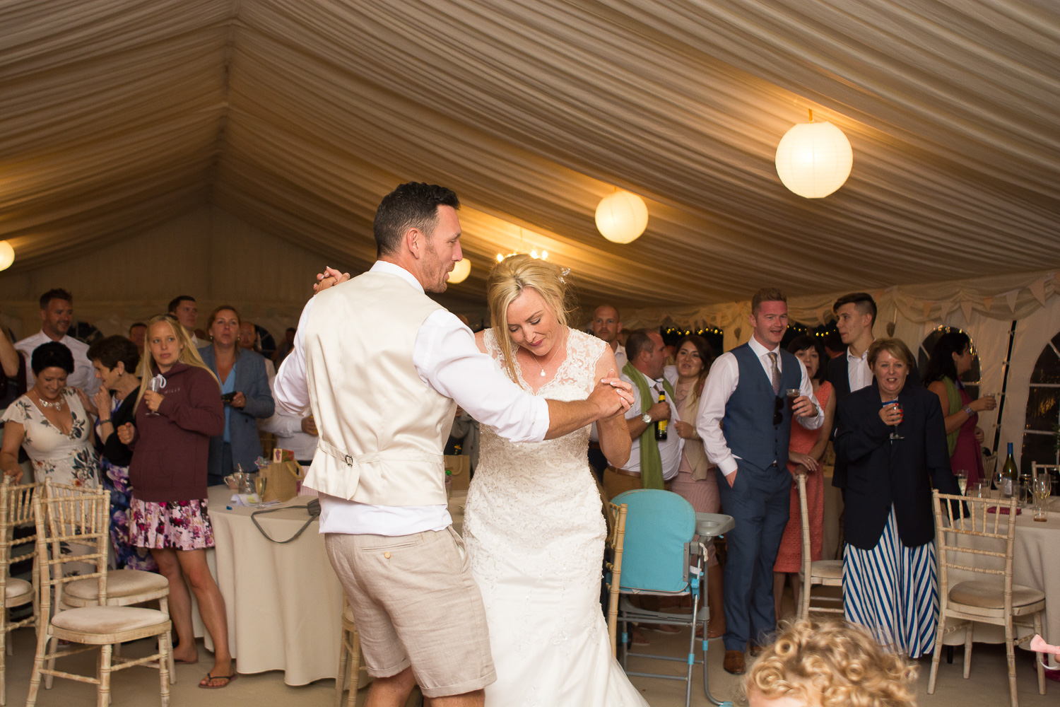 bride and groom first dance at woolacombe wedding