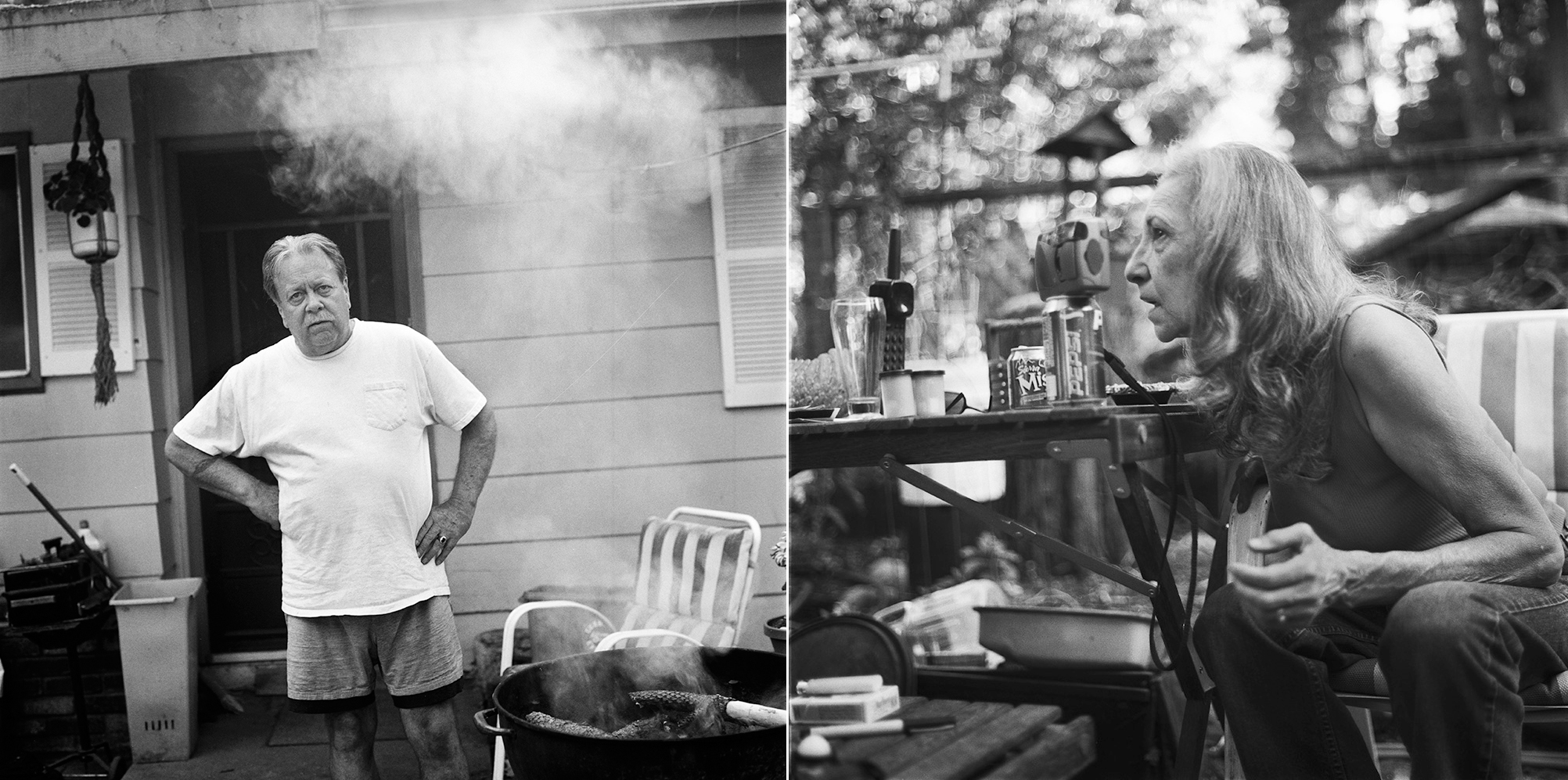 Dad and Mom after Cory was born, summer barbecue