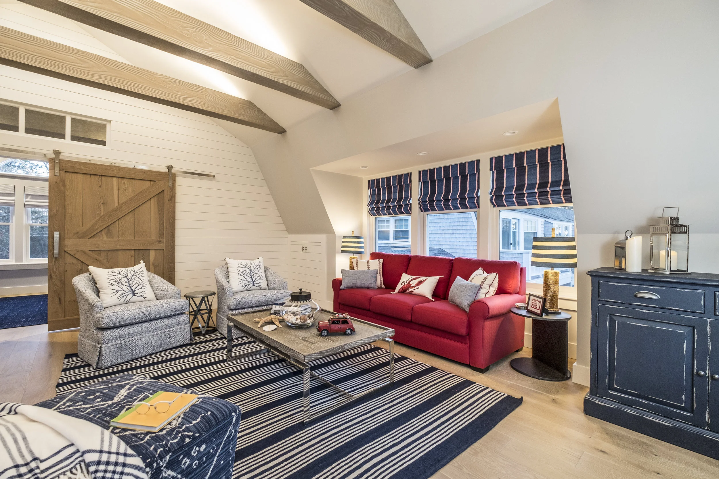  Holly Hudson and her team created this guest suite for ‘A Home by The Sea’. Working with a garage attic space, an exquisite design, flowed from the look and feel of the main house to this seaside haven for guests. 