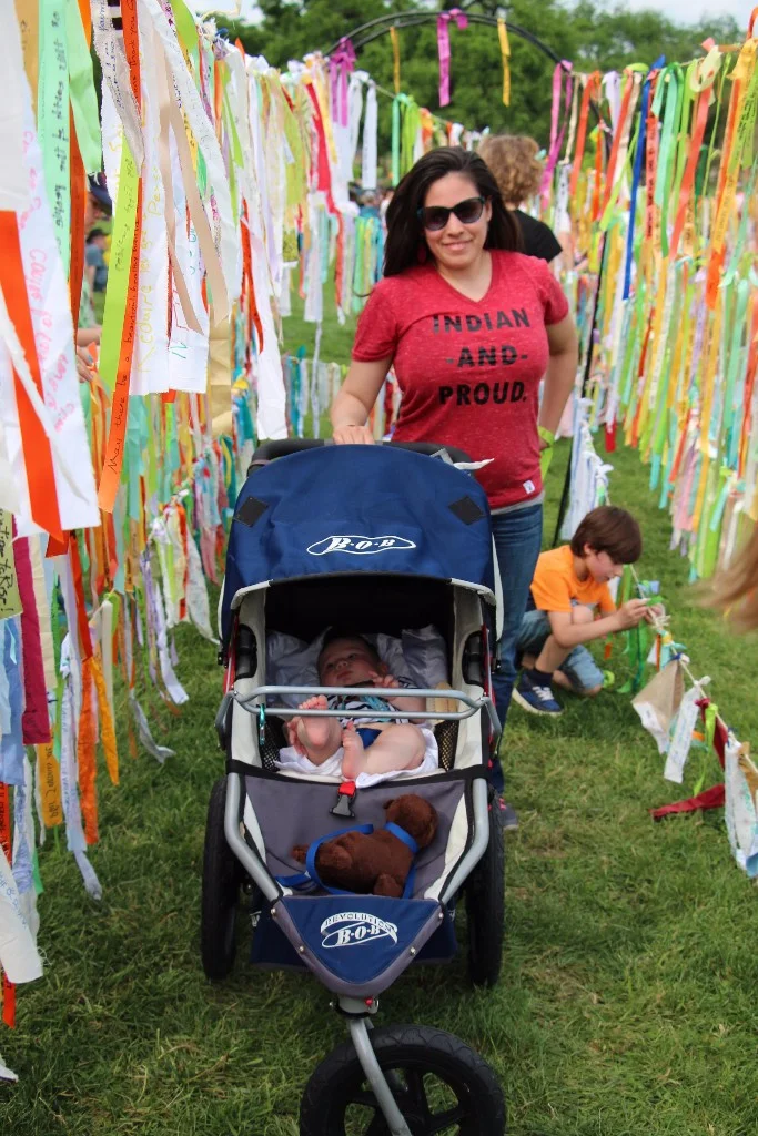Families and children interacted with the Climate Ribbon all day. 