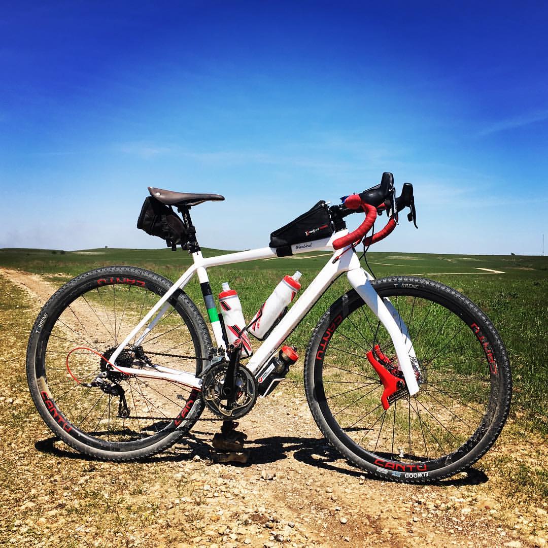 Bobby's Salsa Warbird equipped with a lauf fork and our Cantu Gravel Rebel Wheels.