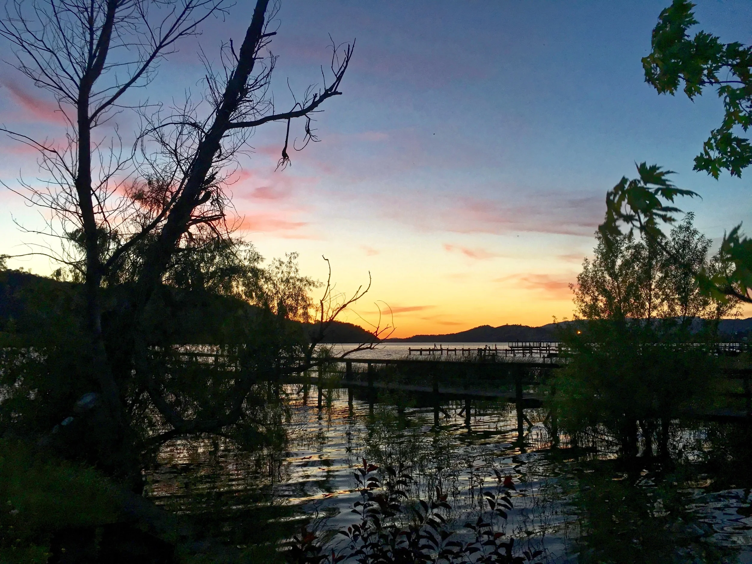 The view of the lake outside my tent.