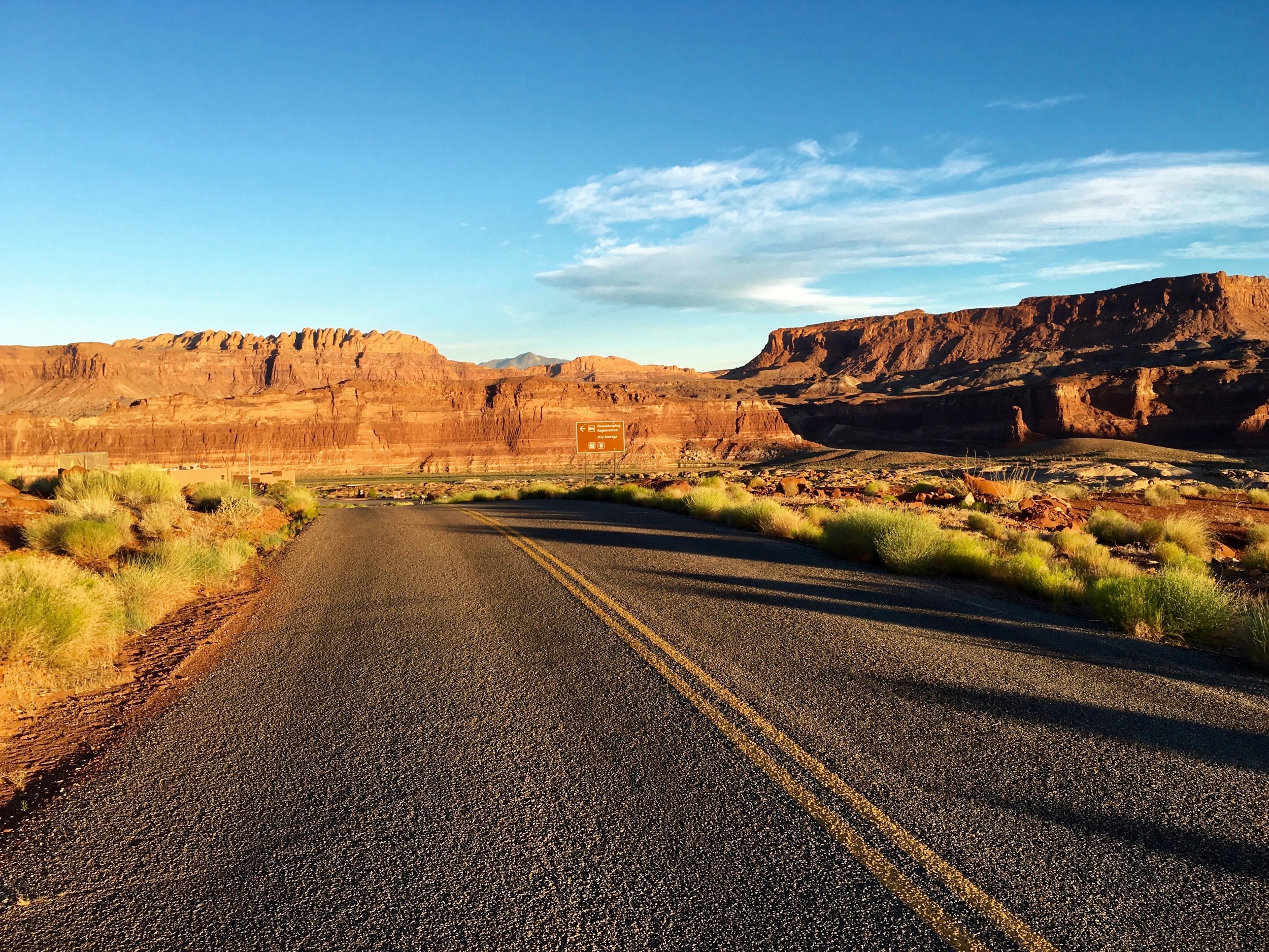 The morning sun as I left Lake Powell for Blanding. 