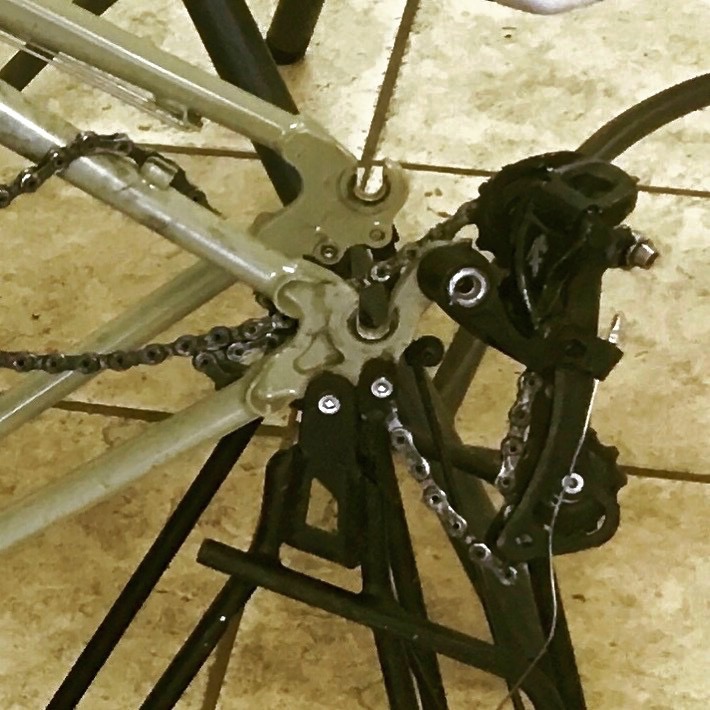 A ruined derailleur and a bent frame. 