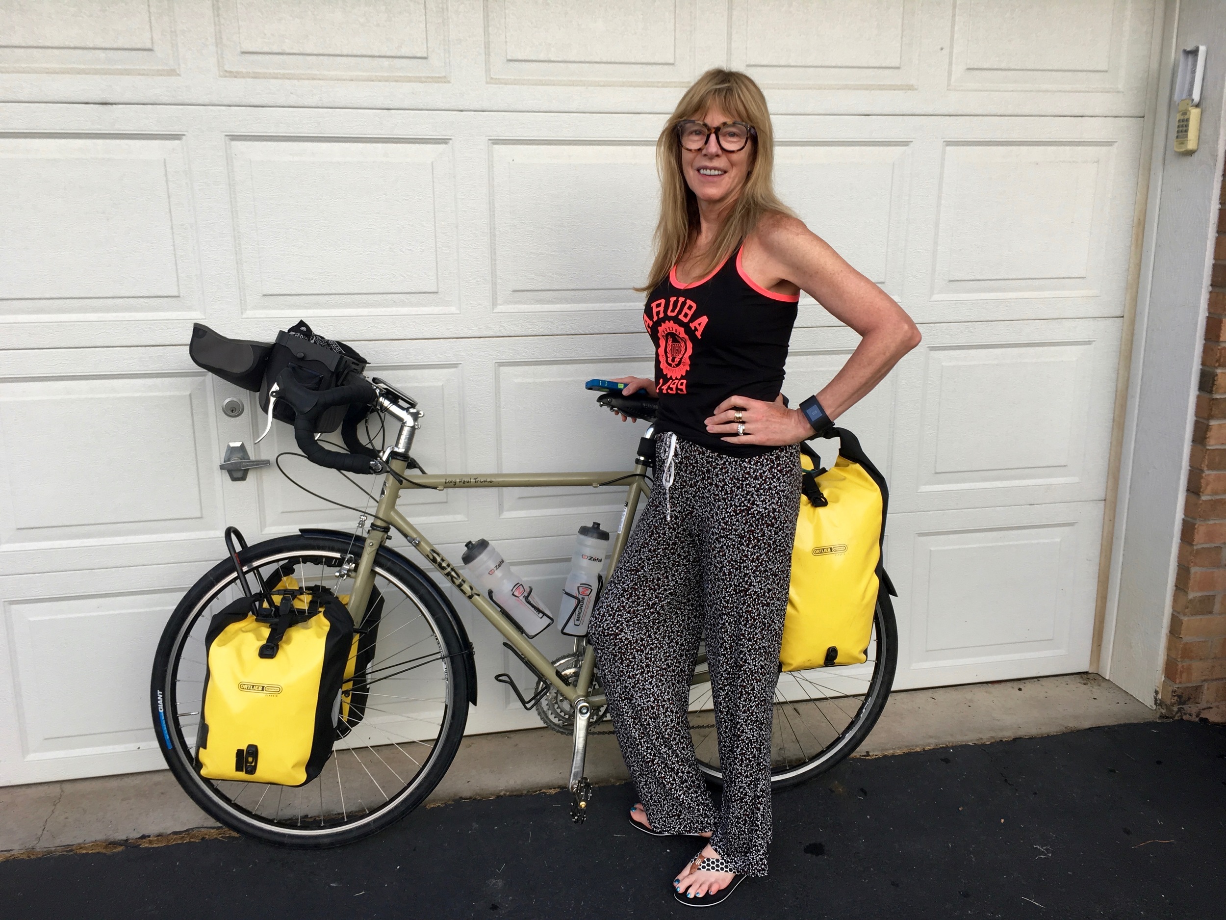 My host Kitty posing with my bike before I left the Pittsburgh area on August 1. 