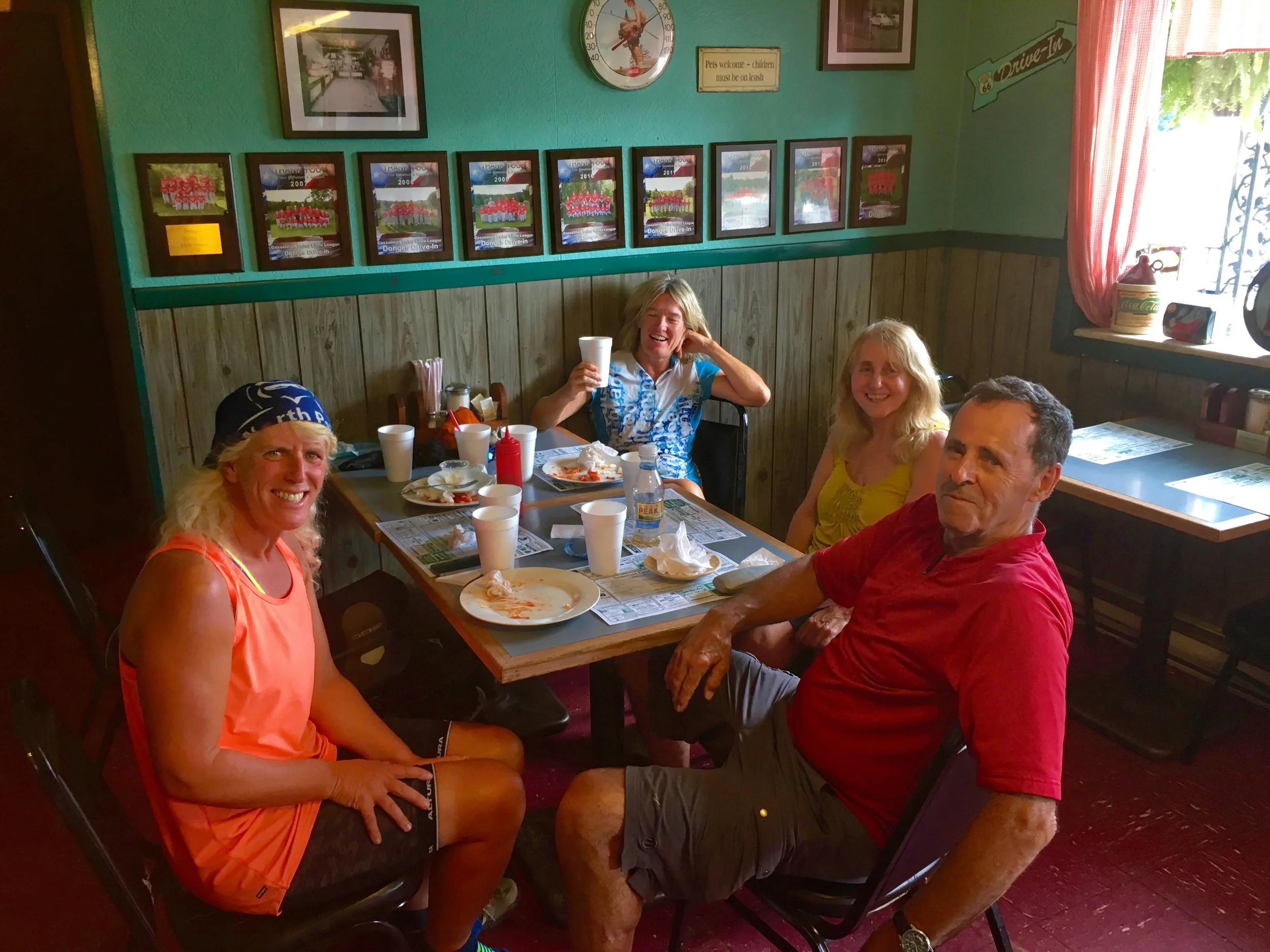 Later in the day I caught up with Orla and Karen and cycled with them again for a while. But Karen got out in front (which was common) and when Orla and I arrived at a town where she had been waiting for us, she had befriended Bill and Nancy, who to…