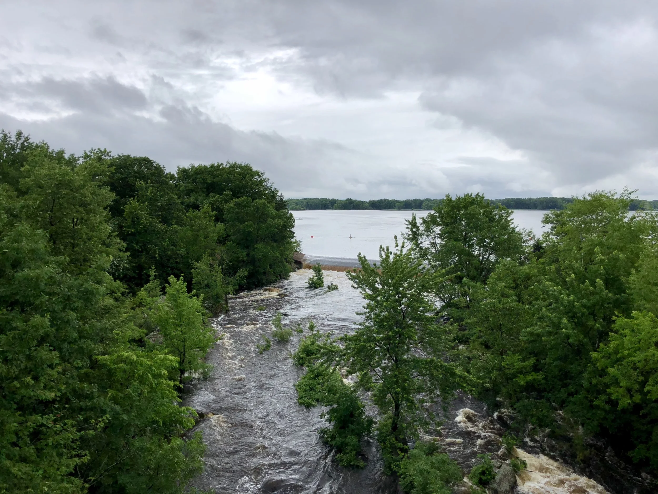 The swollen Wisconsin River.