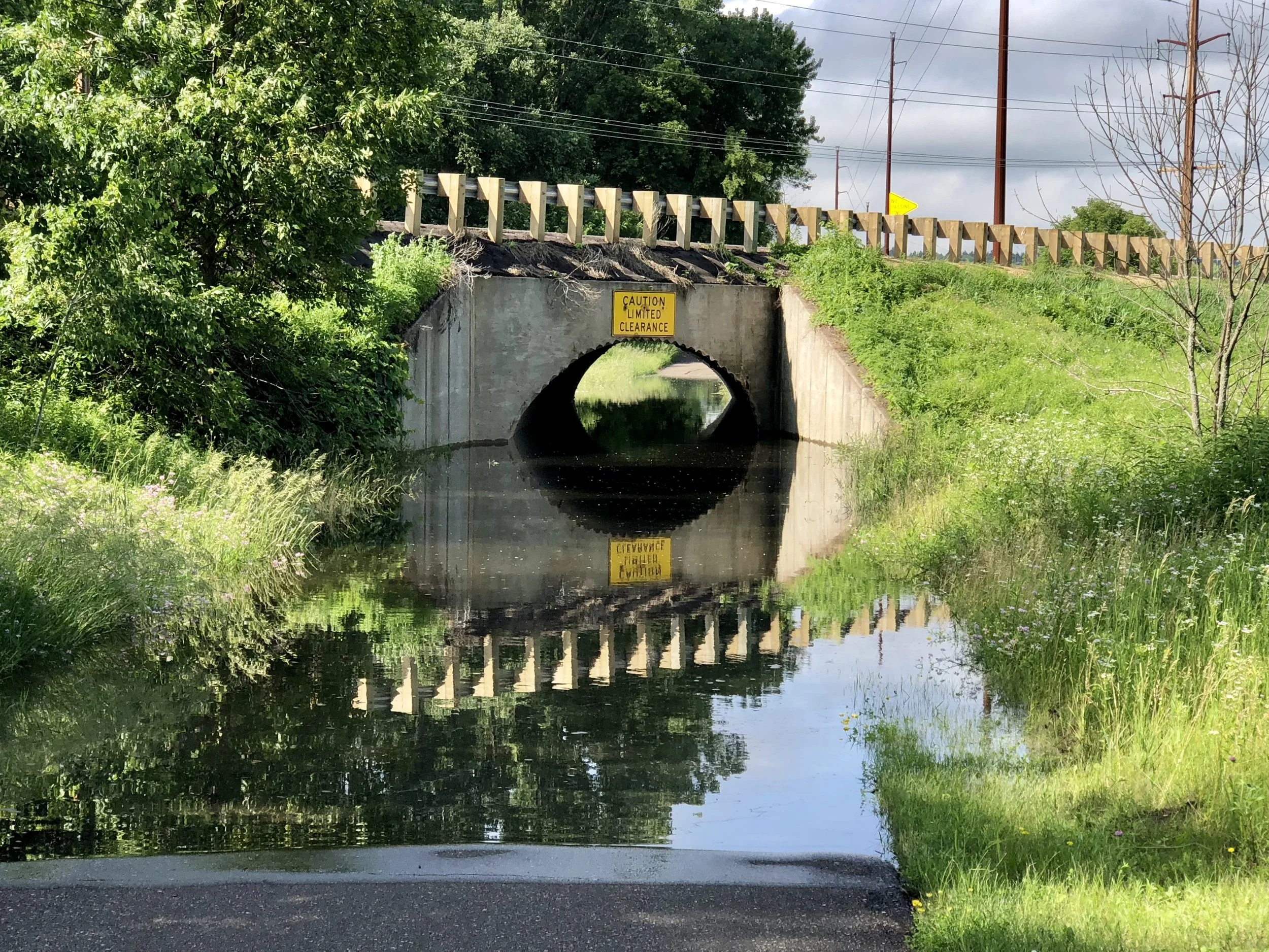 Looking west at an underpass on the Chippewa Falls Bike Trail.
