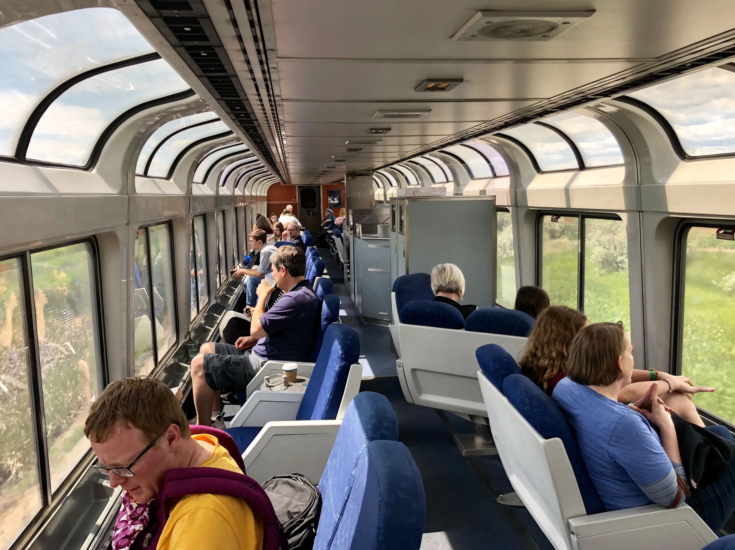 The sightseeing car is a pleasant feature of the Amtrak Empire Builder.