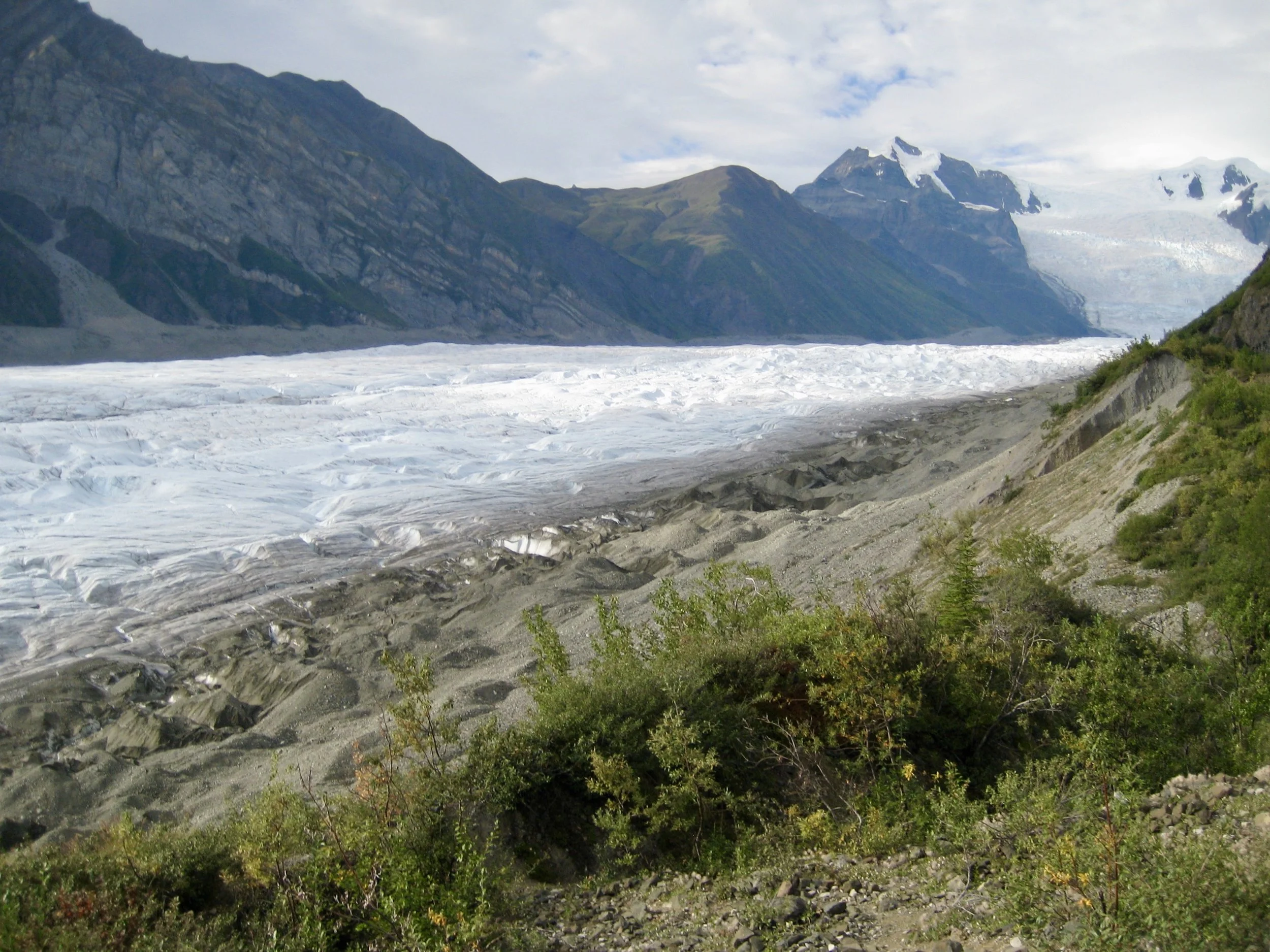 A rapidly melting glacier in Wengall/St Elias National Park in Alaska. Picture taken in 2007. The foreground is now a lake. 