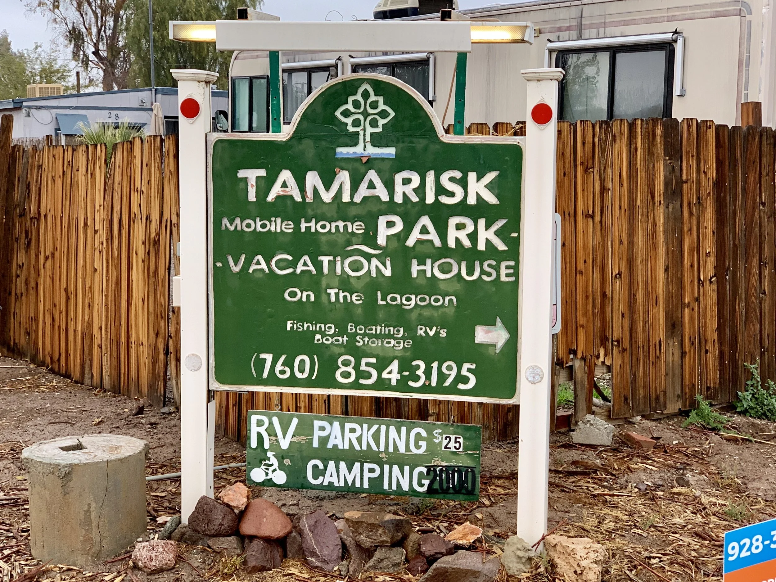 I was kept from a wet and chilly evening by the good people of Tamarisk Park in Paso Robles.