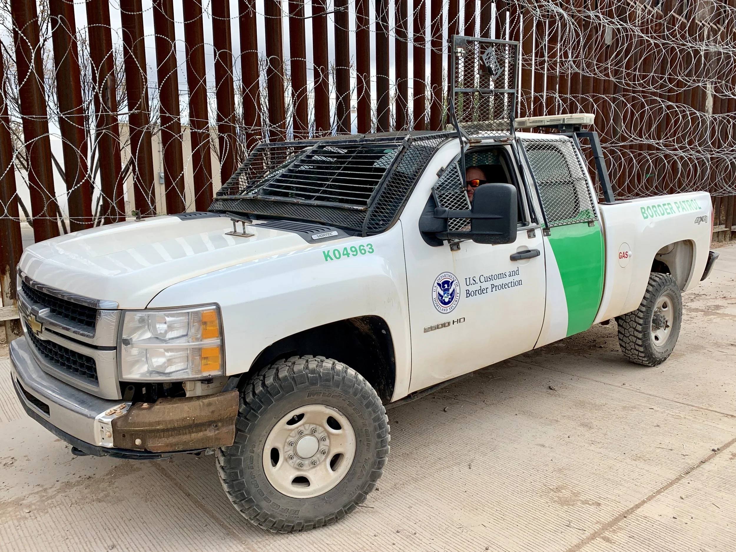 The window guards are intended to protect agents from flying rocks.