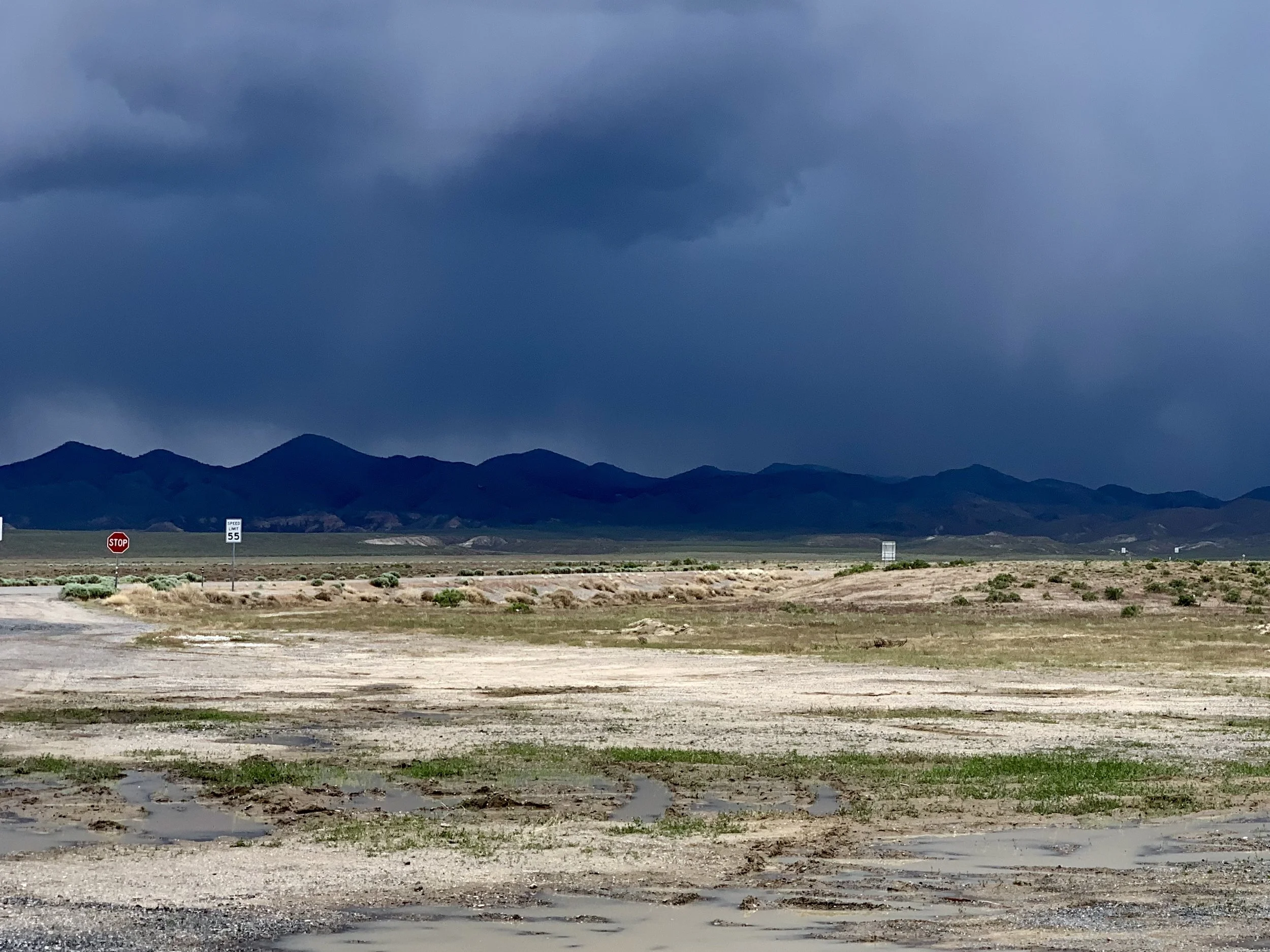 Storm clouds forming to the east of Middlegate, Nevada.