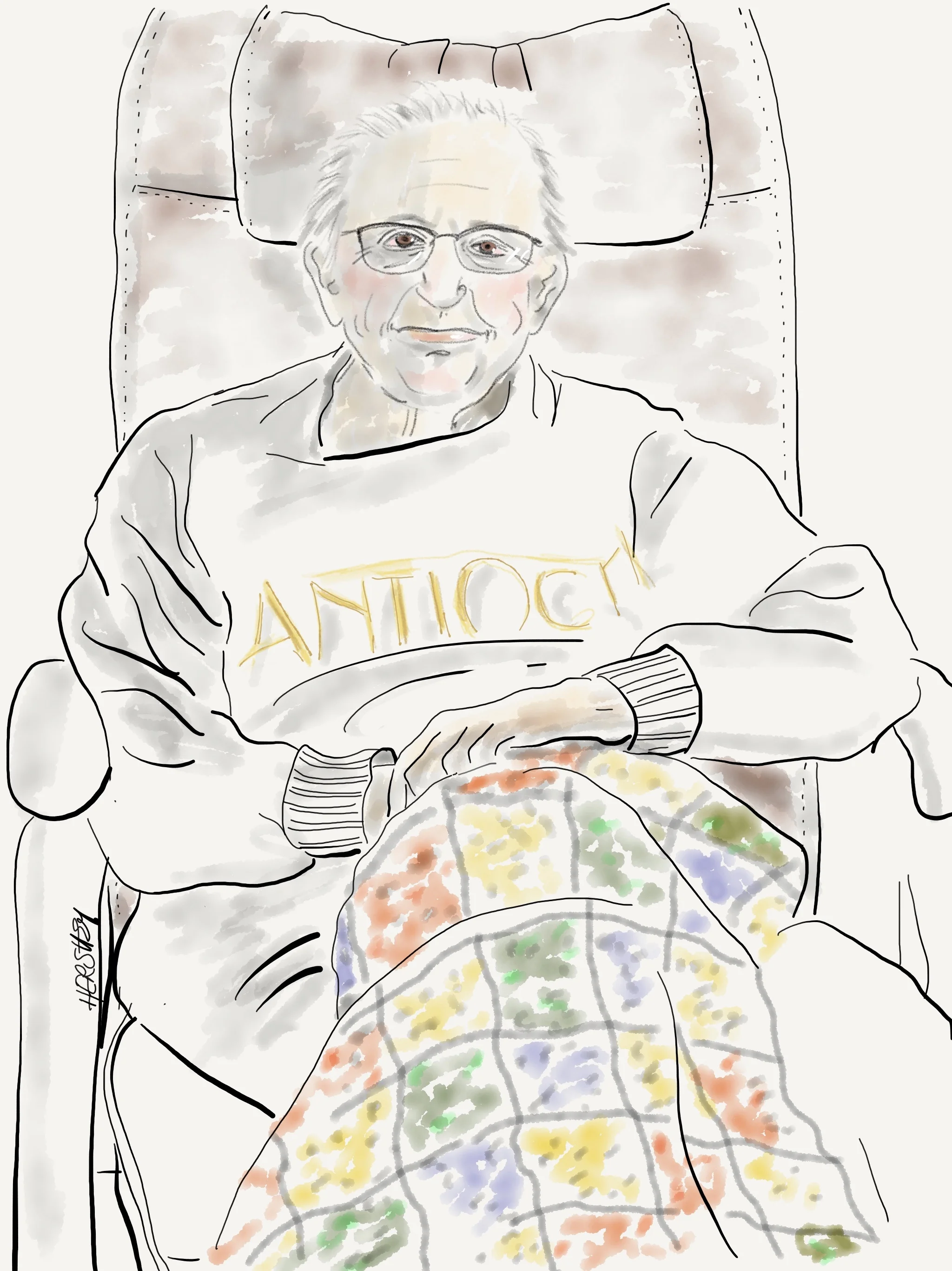 Kim Chase, December, 2018, drawing by Jennifer Hershey