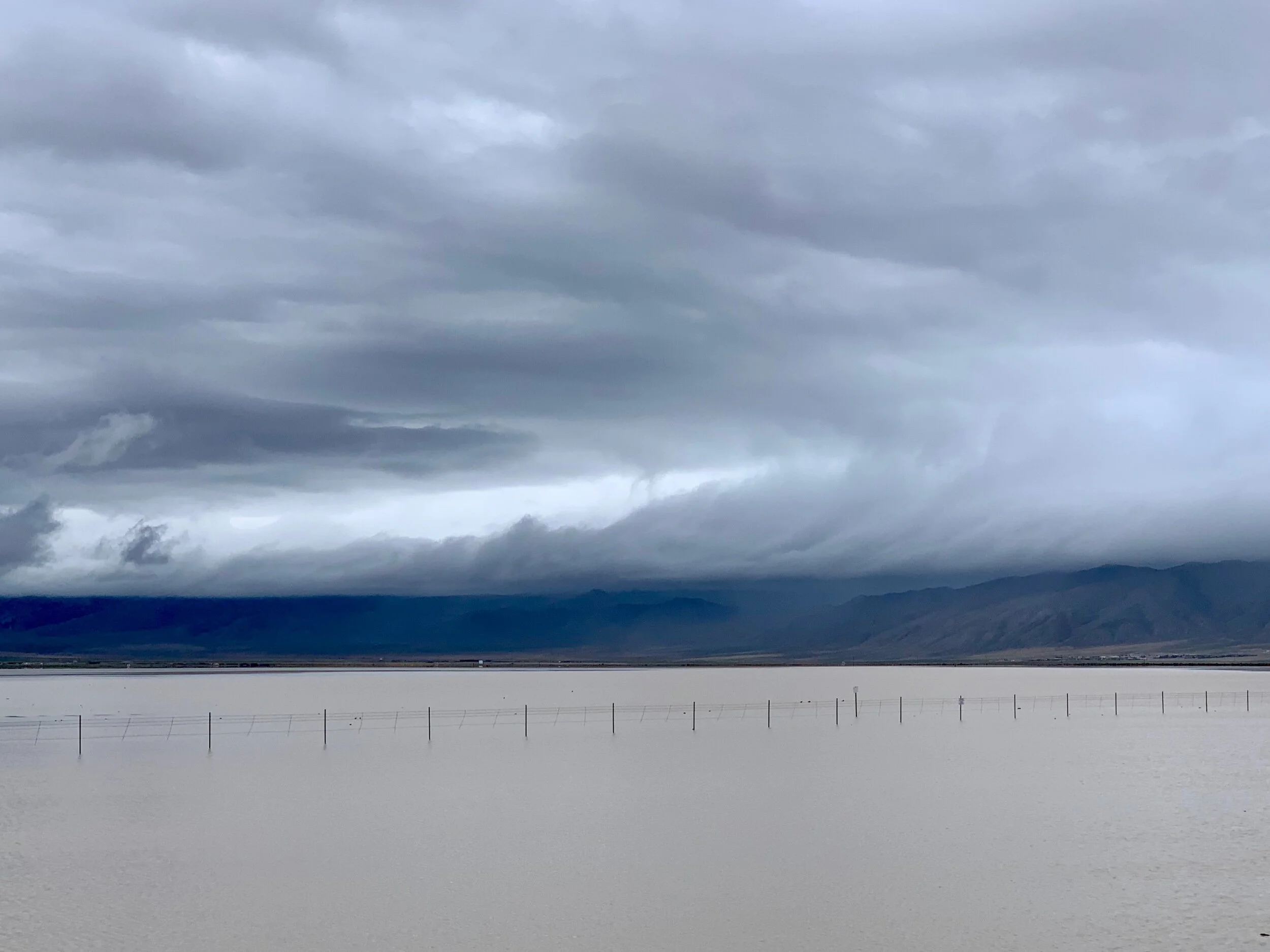 Rain clouds above the salt flats.