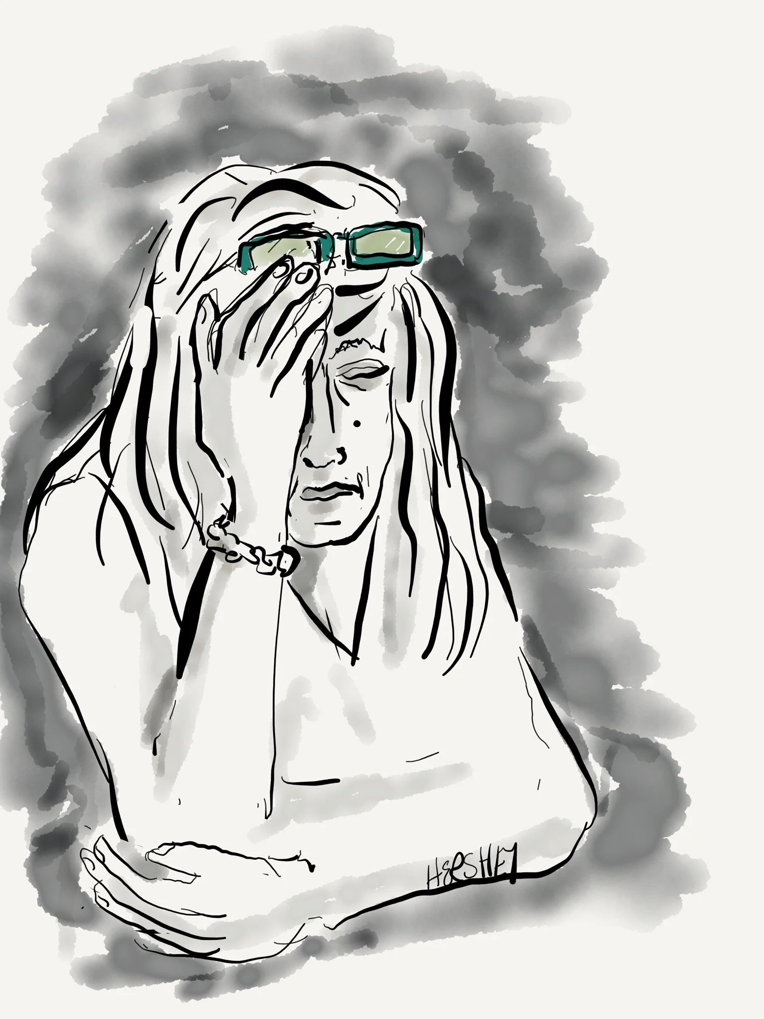 “The fear is real”. Drawing by Jenny Hershey, on Instagram at deeofo.