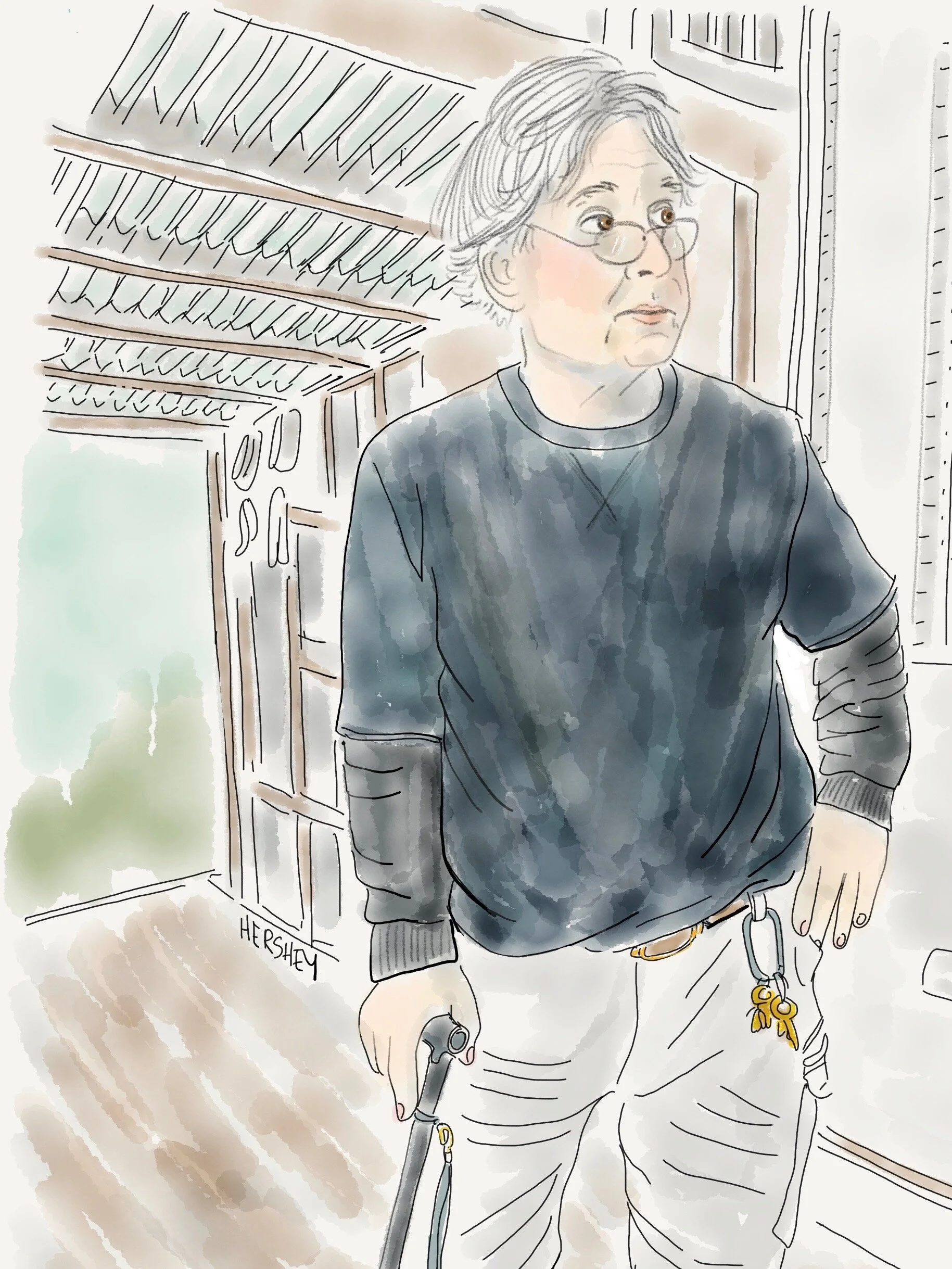 “I got three good sons in laws. I want my family to be healthy. But I worry that the land to the south of here is going to be under water”. Drawing by Jennifer Hershey. Follow her on Instagram at deeofo.