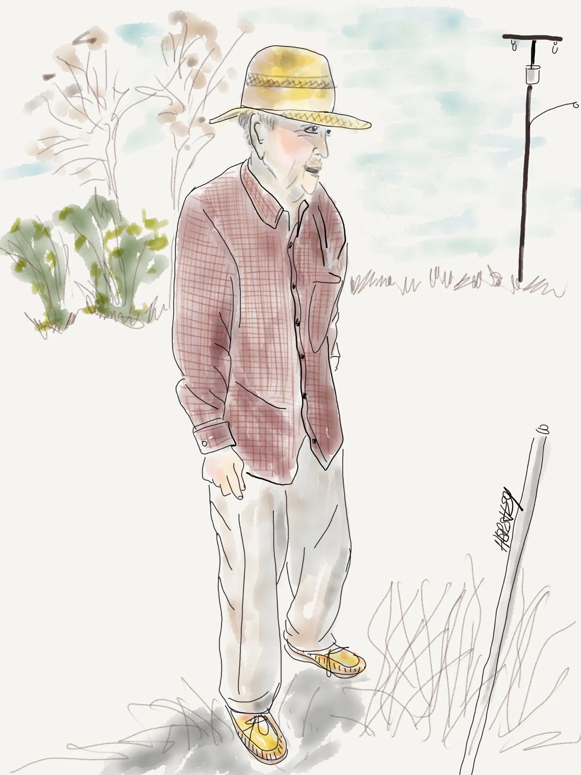 “I moved one time..in 1954...from next door to here.” Drawing by Jennifer Hershey. Follow her on Instagram at deeofo.