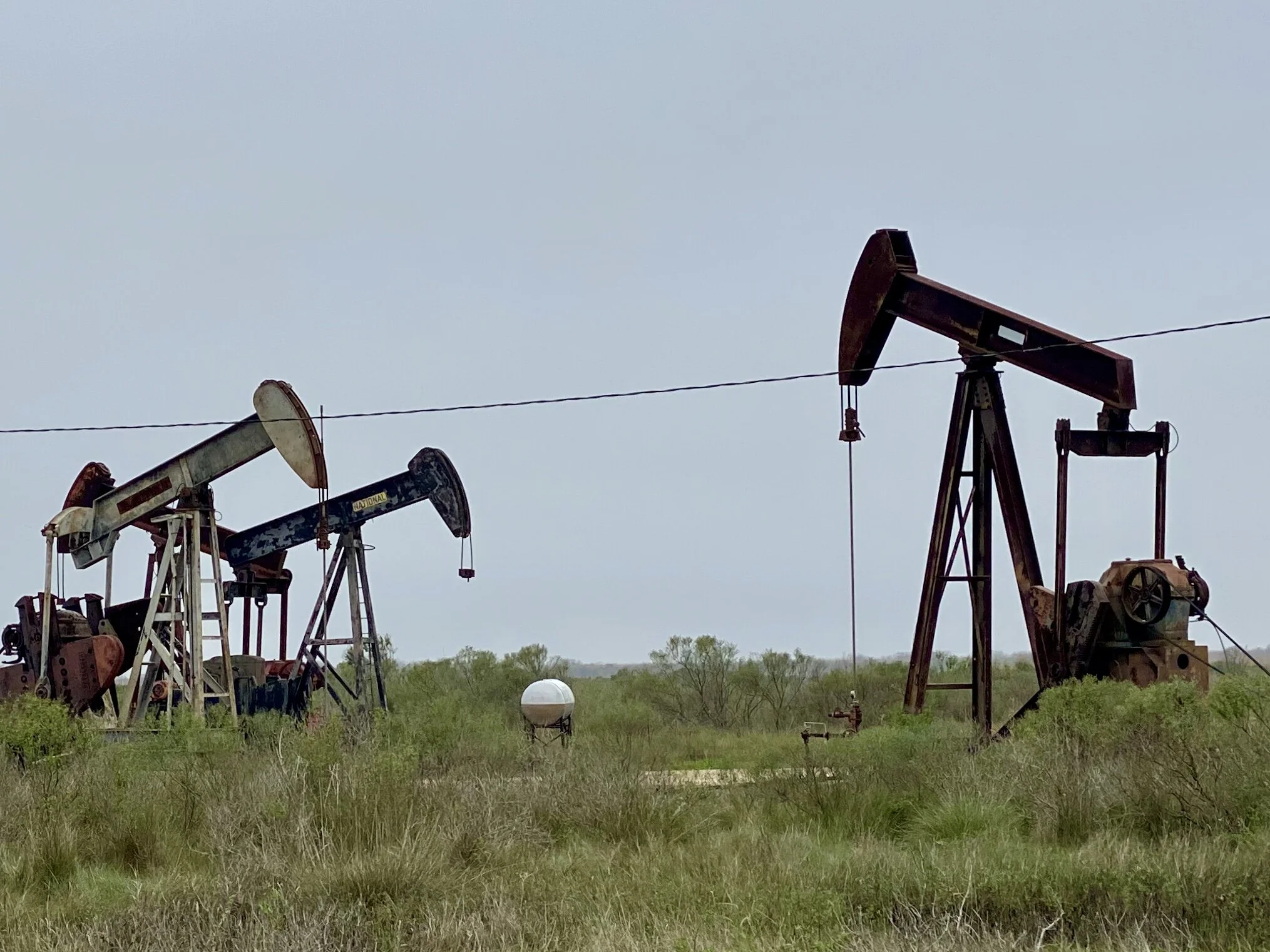 Abandoned oil wells in High Island, Texas, about a half mile from the Gulf Coast.