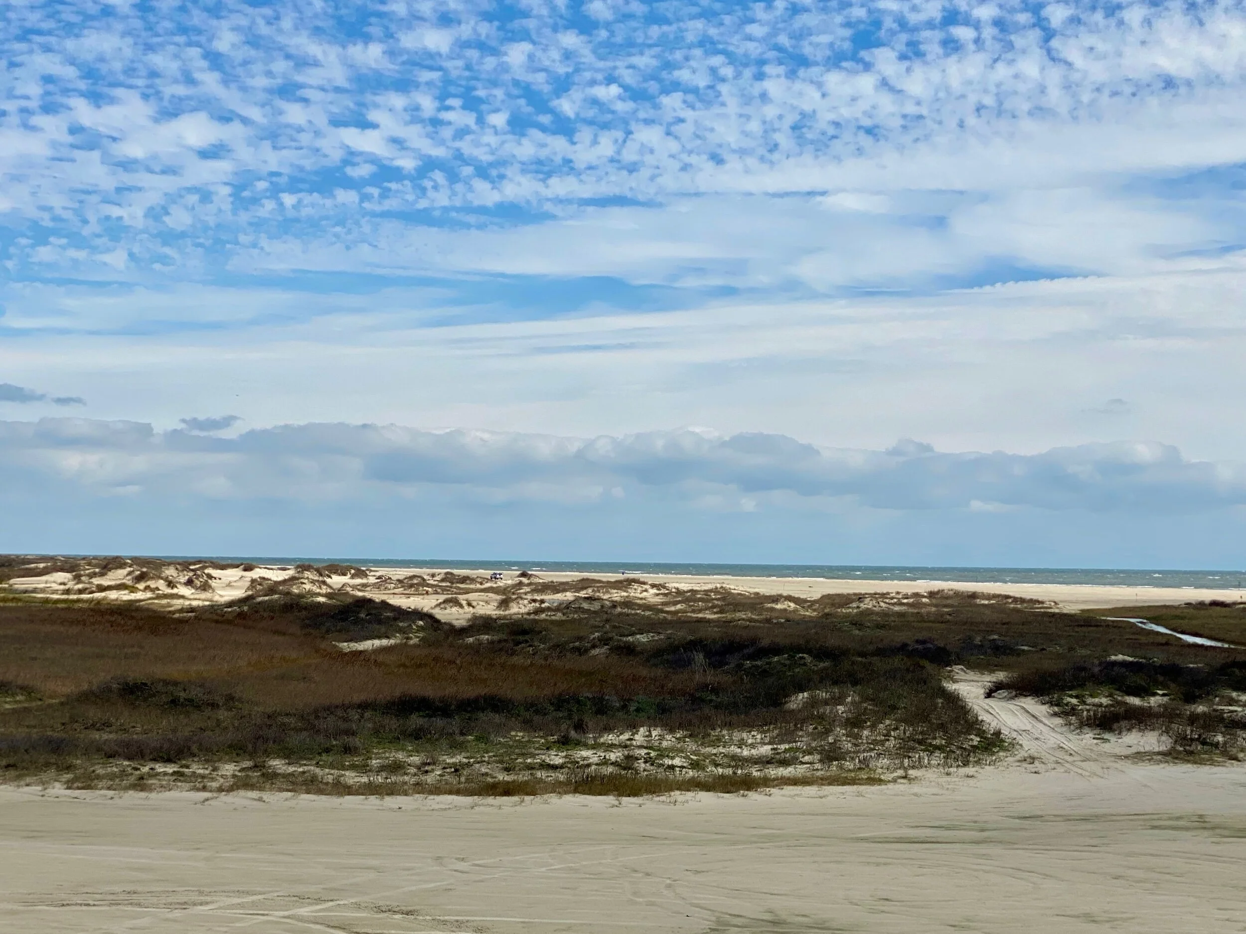 View from the San Luis Pass-Vacek Toll Bridge, which spans San Luis Pass into Brazoria County, Texas.