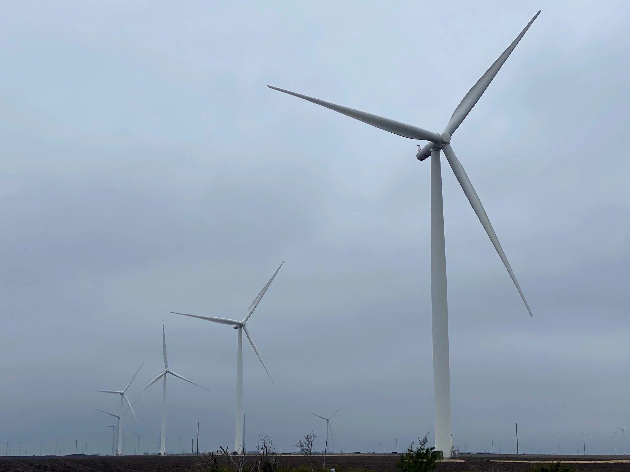 Just above Gregory we encountered a large wind farm on agricultural fields that spanned to the horizon on both sides of the road for almost 8 miles. Later we learned it is run by E.ON Climate and Renewables North America, one of the worlds largest d…
