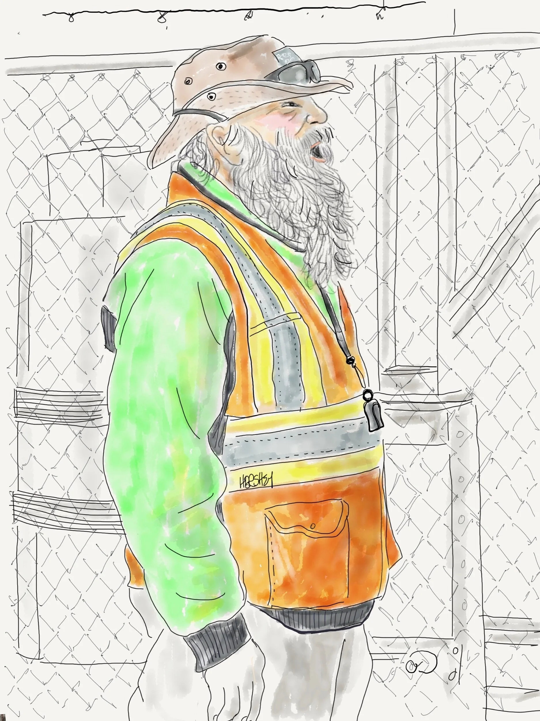 “We don’t get many bikes down here— just make sure you walk ‘em onto the ferry”! Drawing by Jennifer Hershey. Follow her work on Instagram at deeofo.