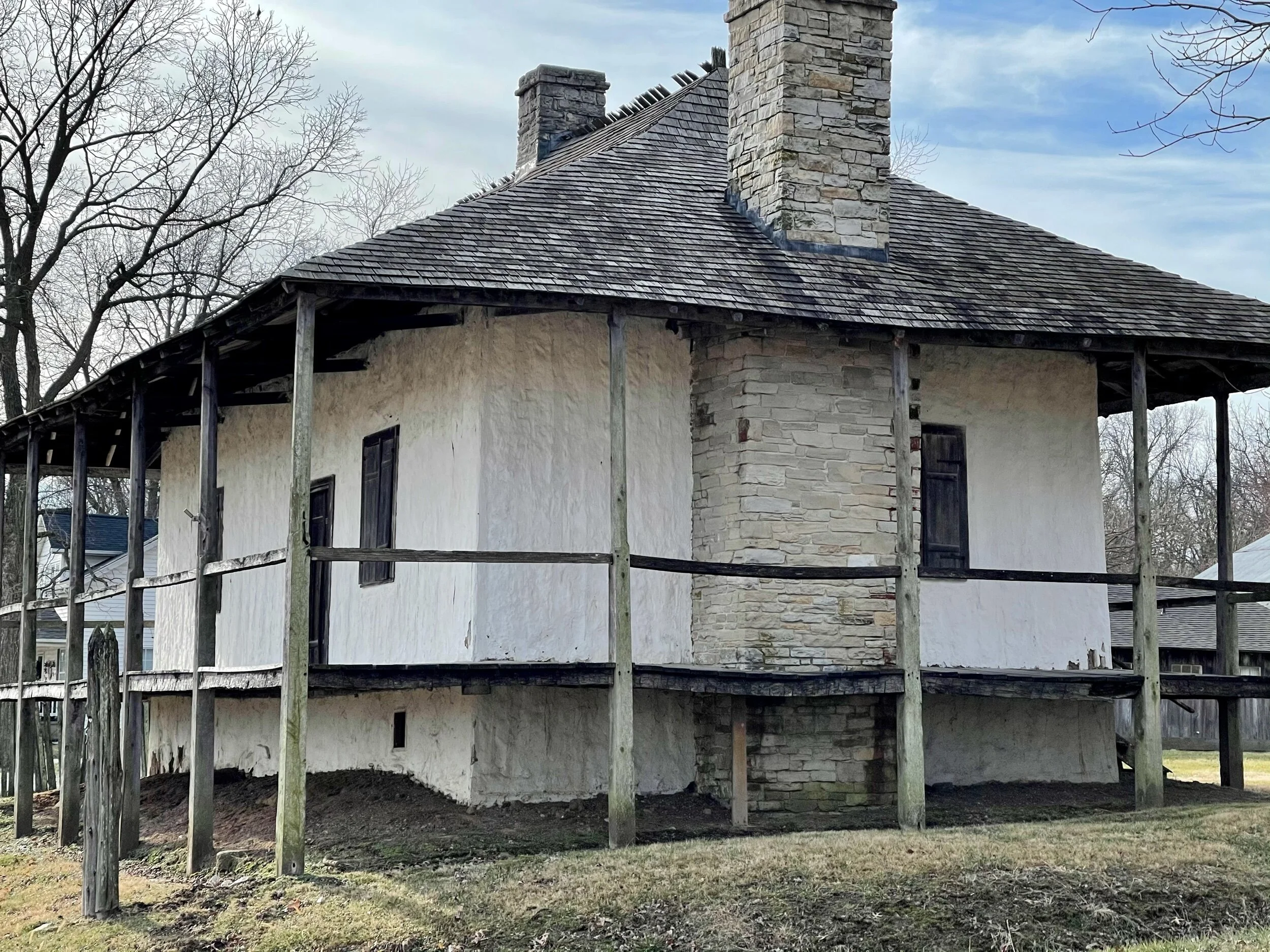 We began this cycling trip just south of St Louis near a small Missouri town called Ste. Genevieve on the Mississippi River. It was settled in the early 1700’ as part of New France. The post-in-ground style was one of the timber construction methods…
